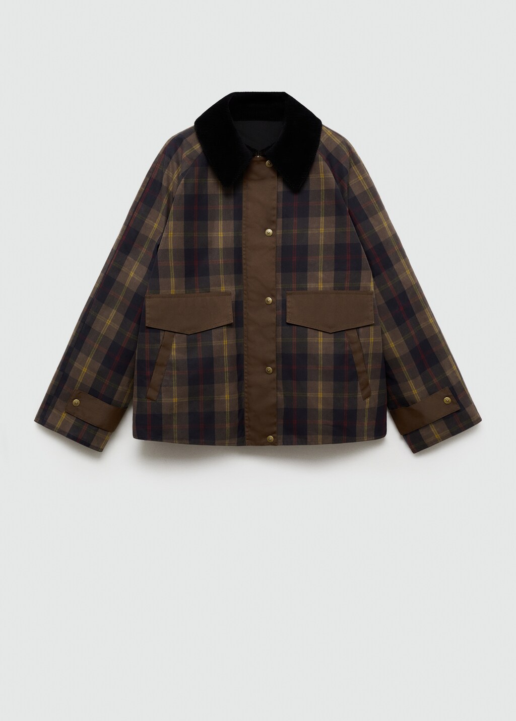 Check parka with contrasting neck Women MANGO Niger