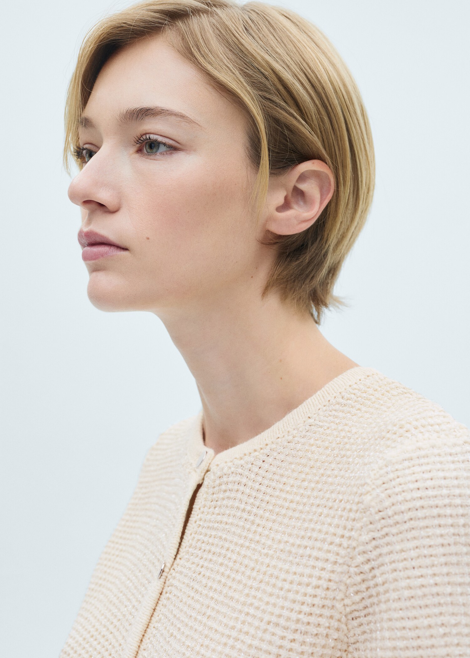 Short-sleeved knitted cardigan - Détail de l'article 1