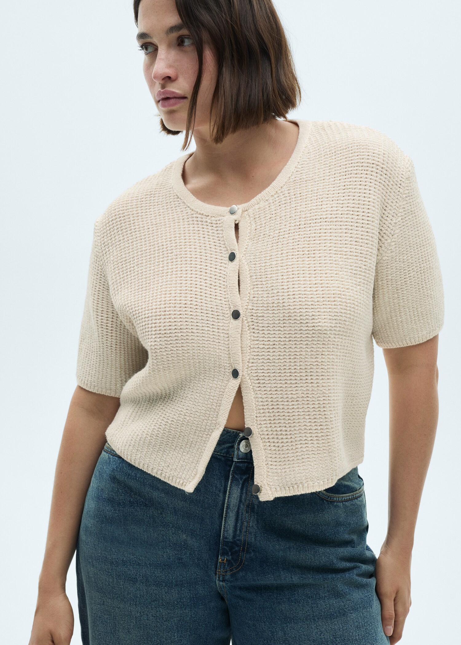 Short-sleeved knitted cardigan - Détail de l'article 5