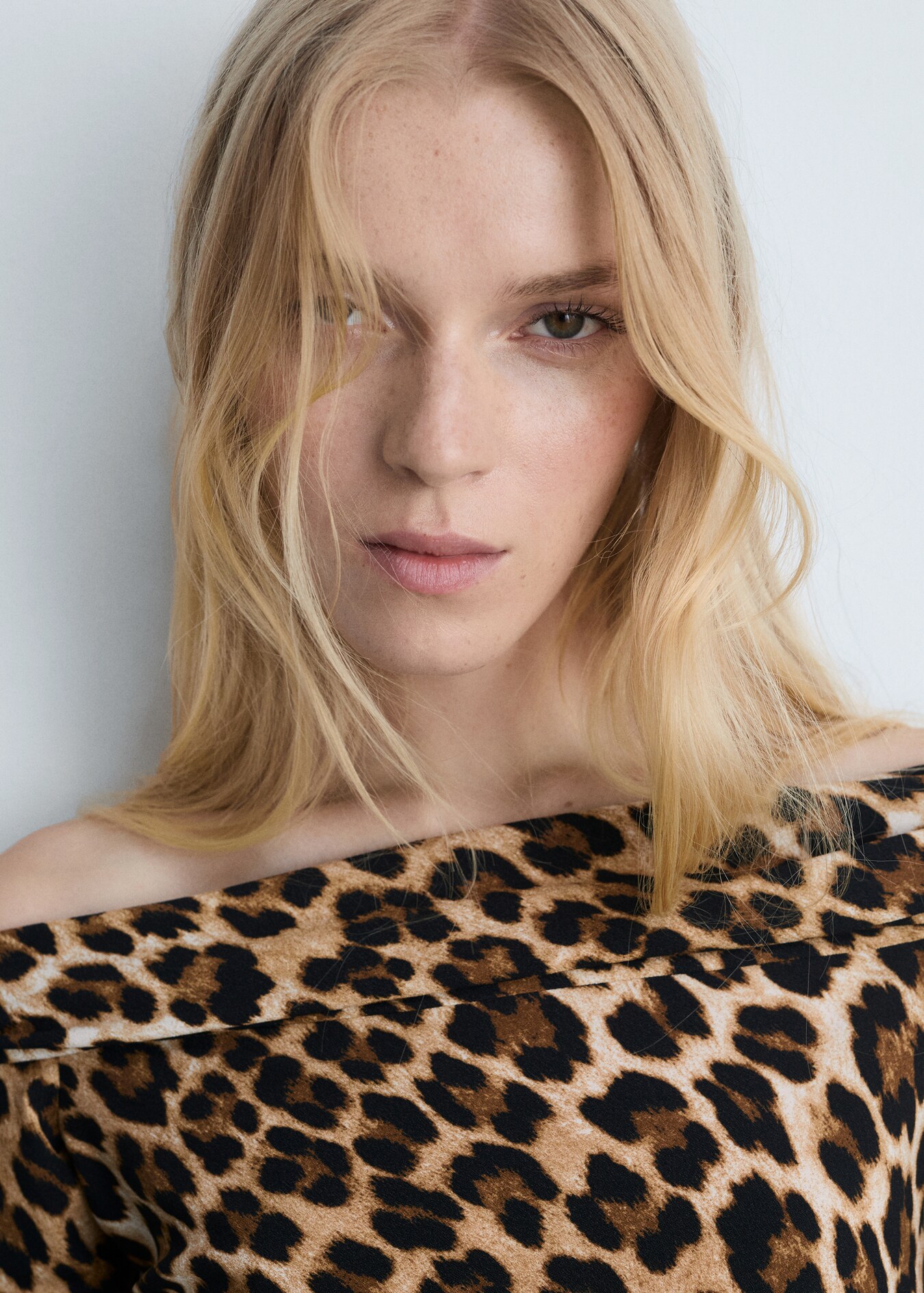 Leopard print off the shoulder dress women mango usa