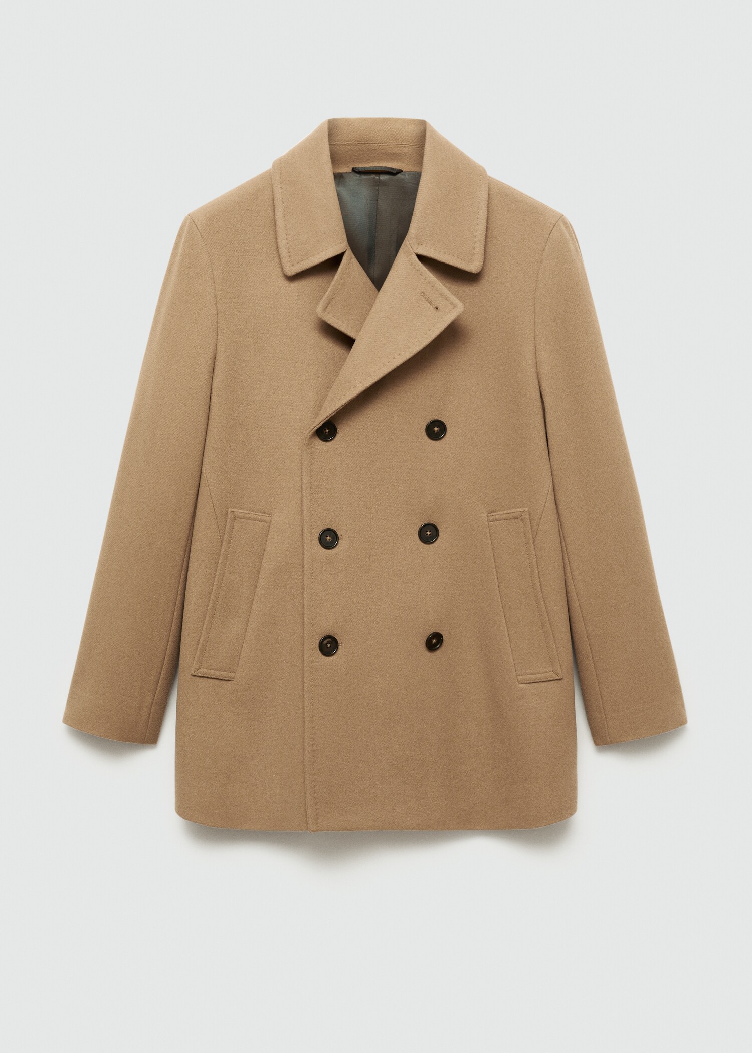 Wool double-breasted coat with buttons - Article without model