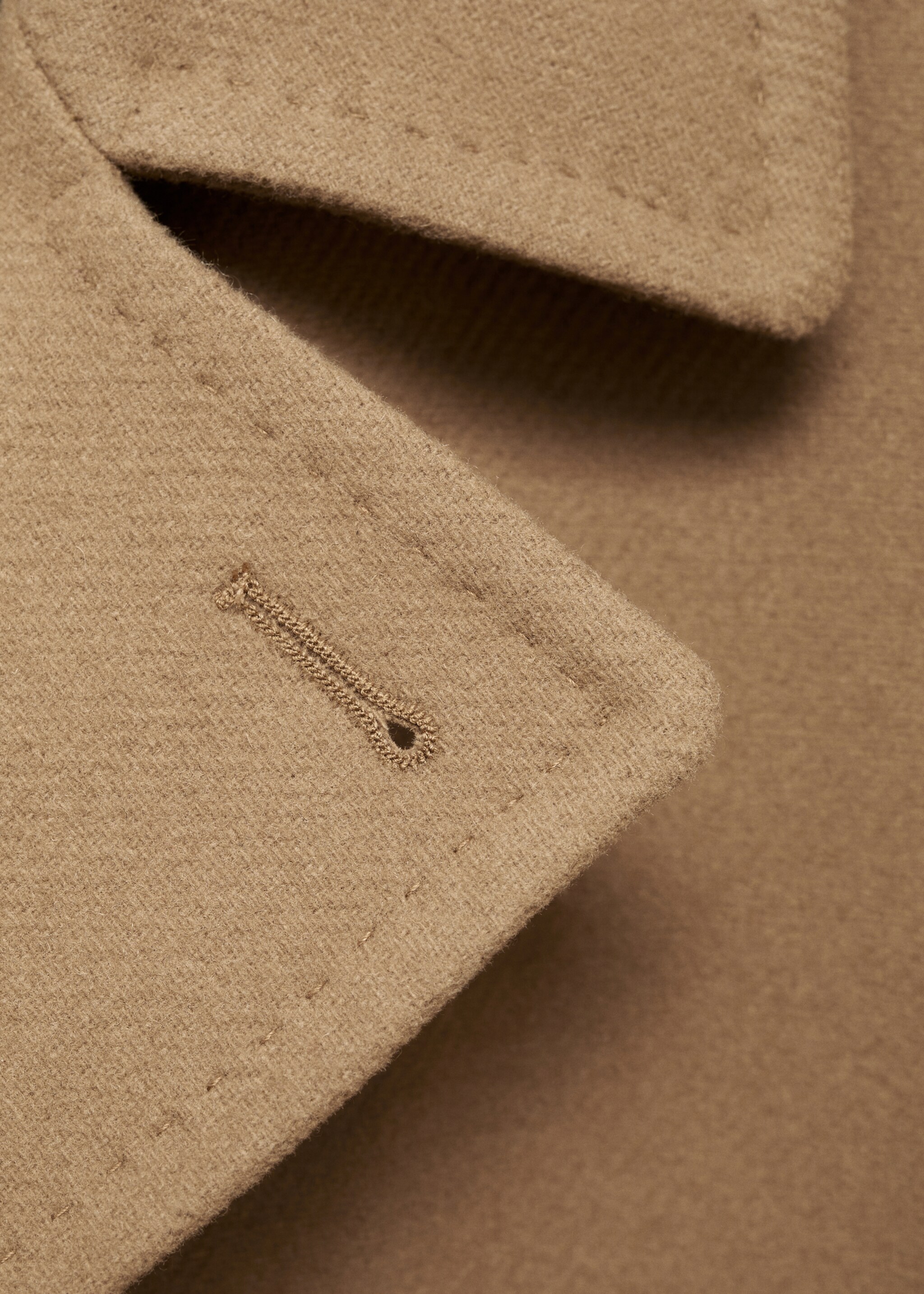 Wool double-breasted coat with buttons - Details of the article 0, Medium Brown. Ref: 77035966-00.