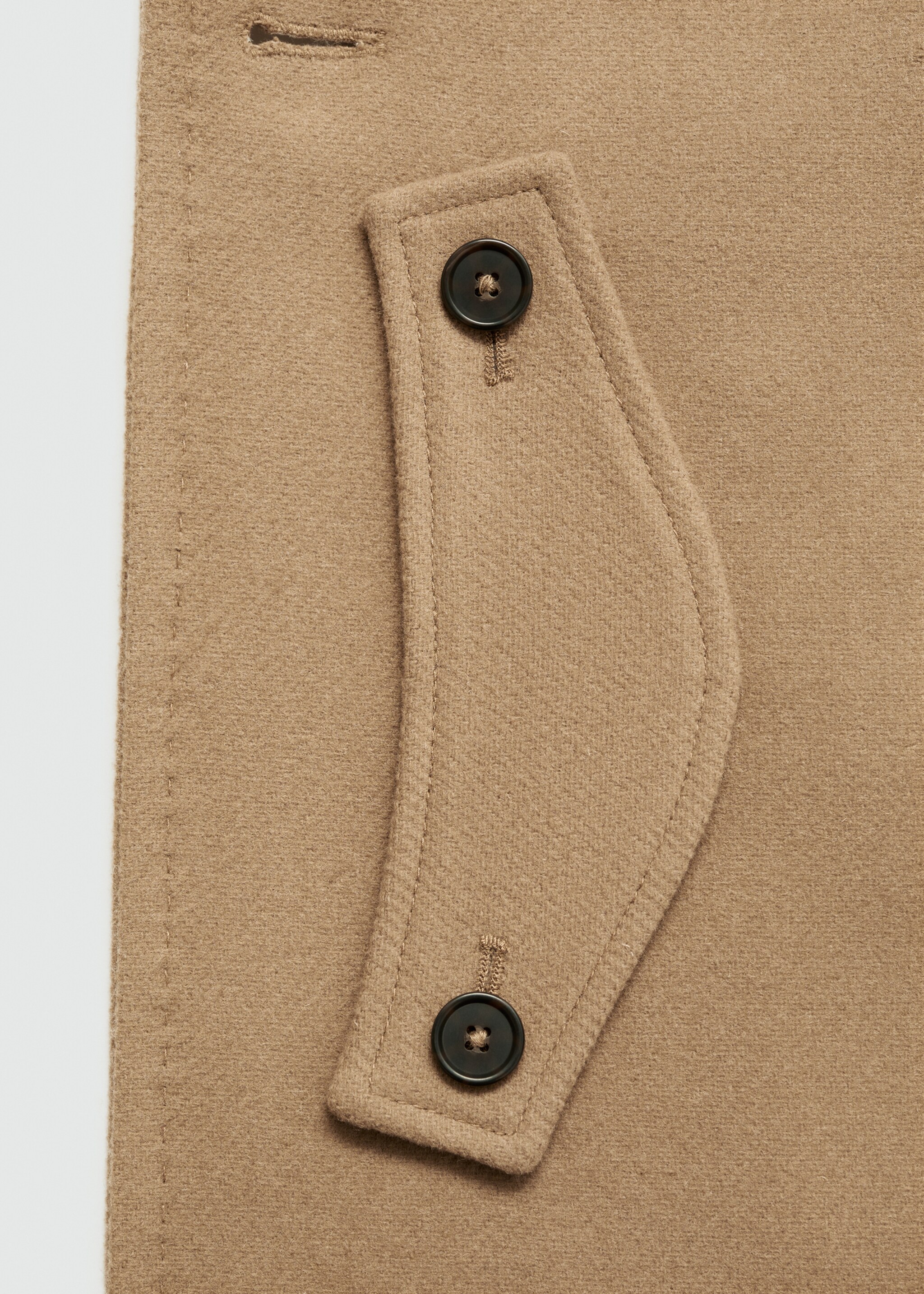 Wool double-breasted coat with buttons - Details of the article 8, Medium Brown. Ref: 77035966-00.