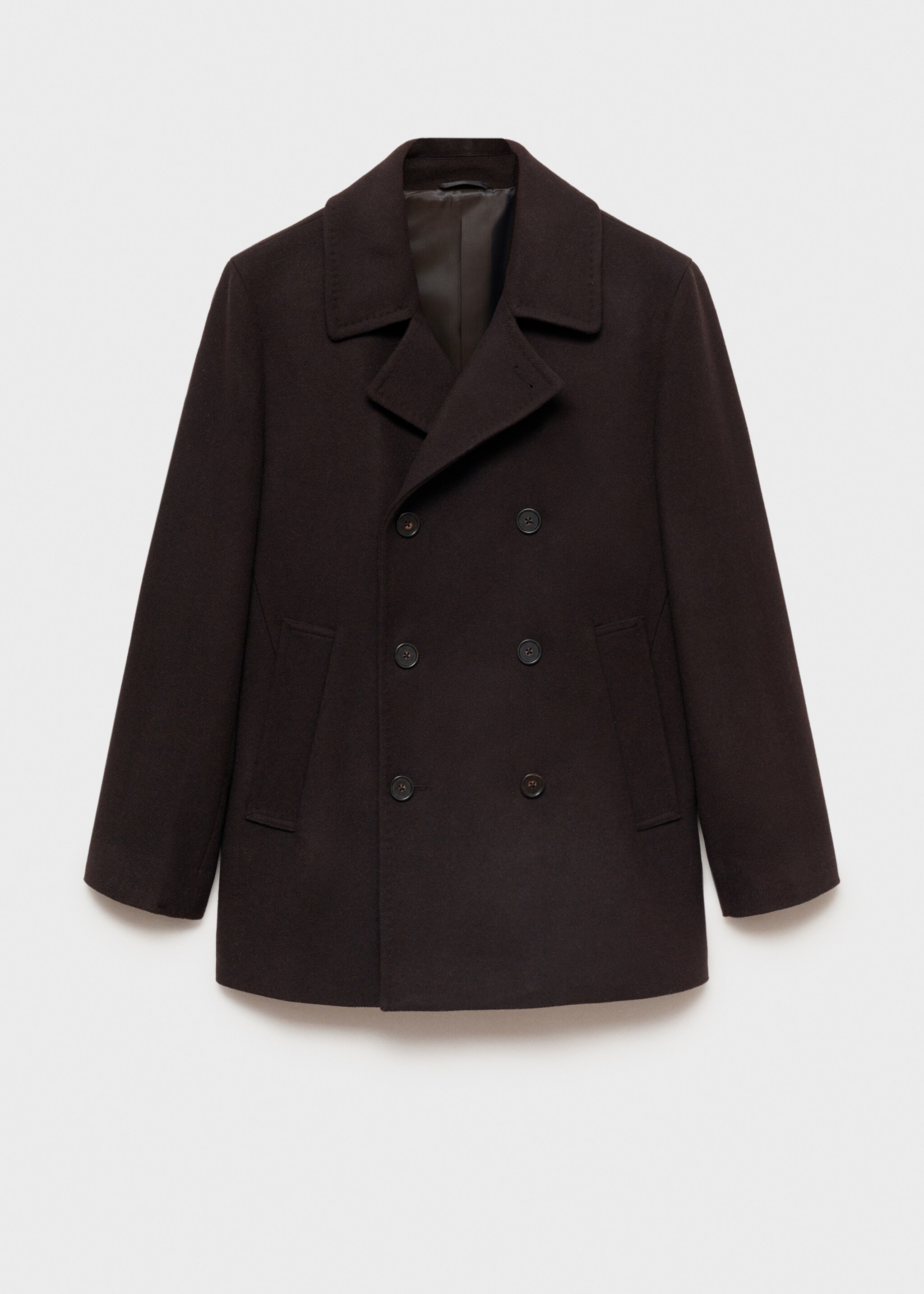 Wool double-breasted coat with buttons - Article without model