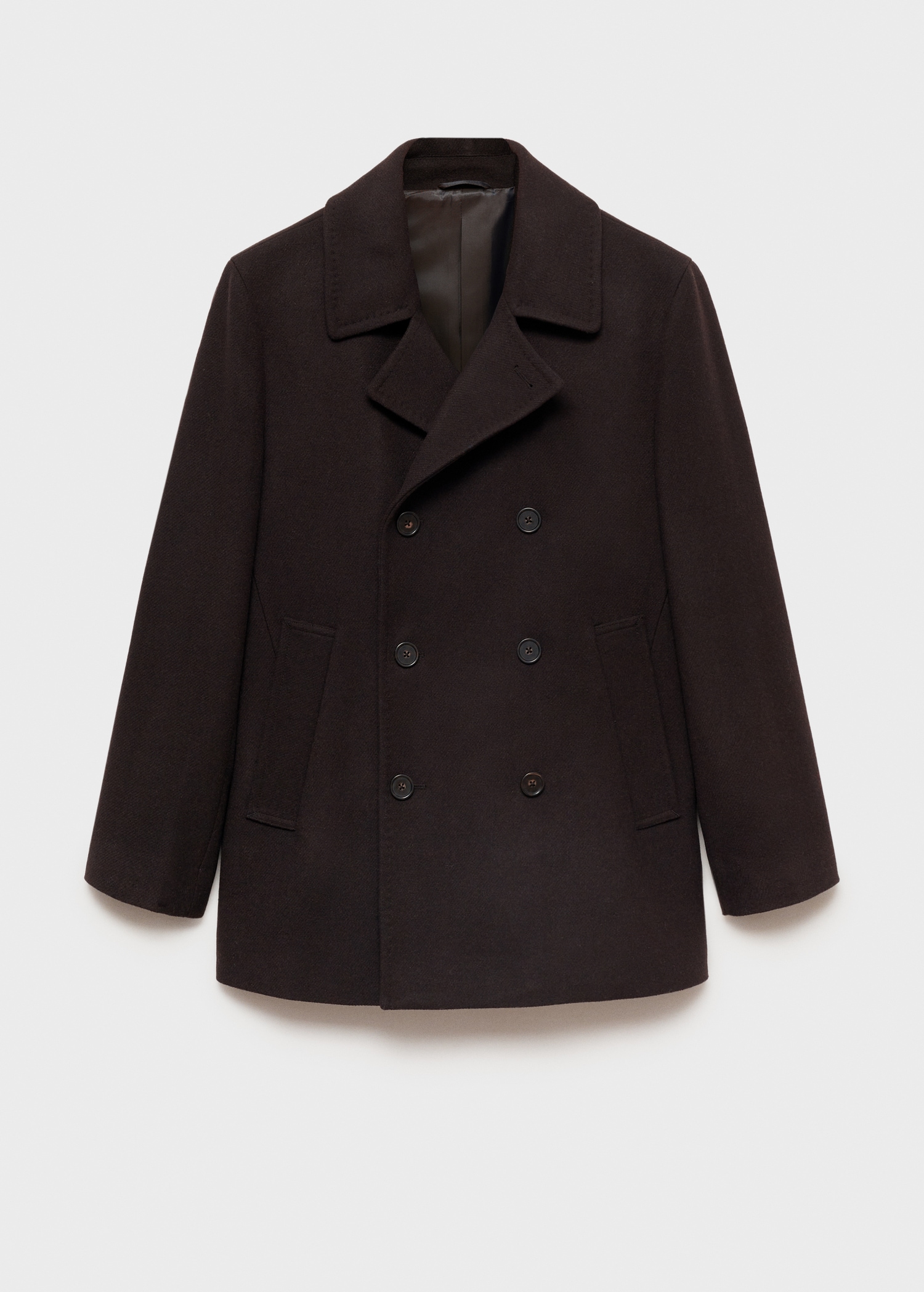 Wool double-breasted coat with buttons - Article without model