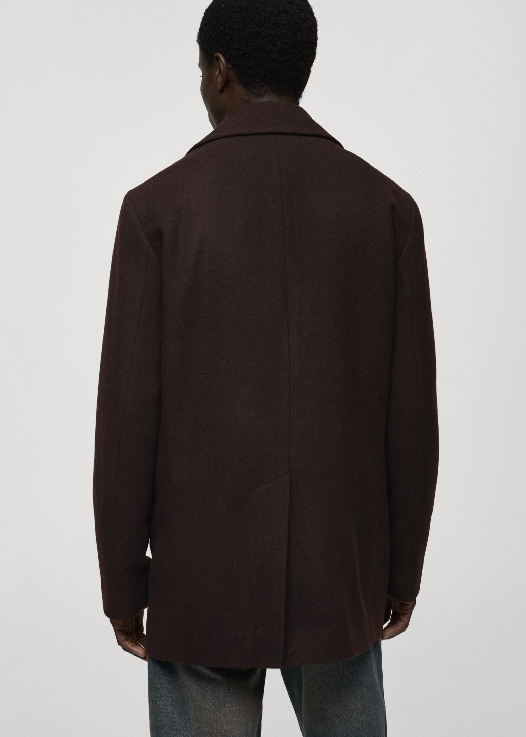 Wool double-breasted coat with buttons - Reverse of the article