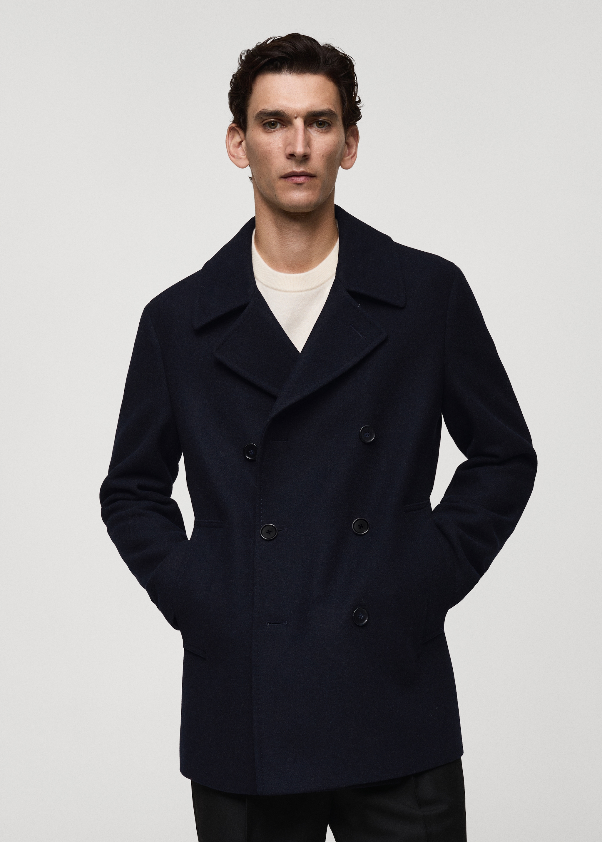 Wool double-breasted coat with buttons Men MANGO China