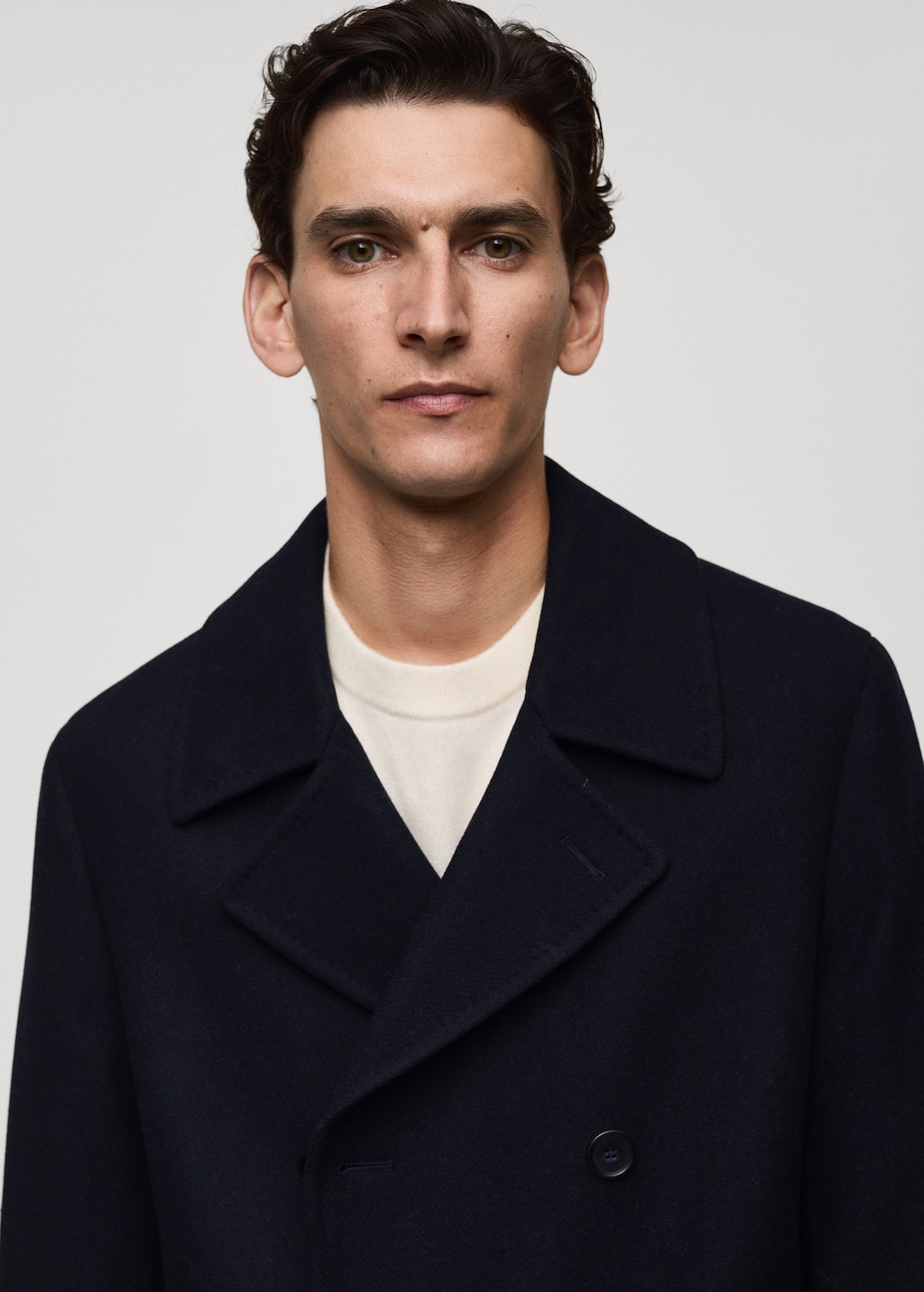 Wool double-breasted coat with buttons - Men | MANGO USA