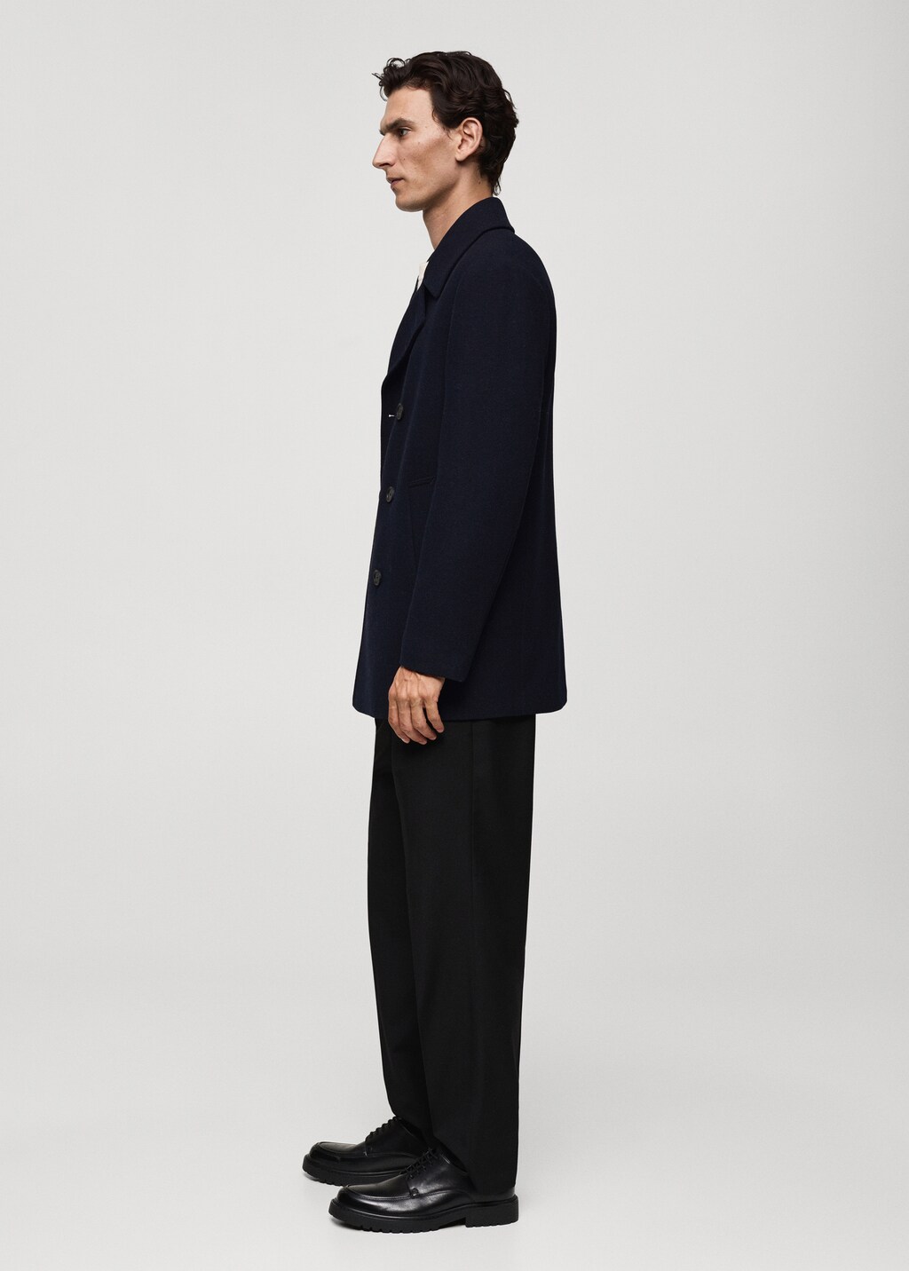 Wool double-breasted coat with buttons - Men | MANGO USA