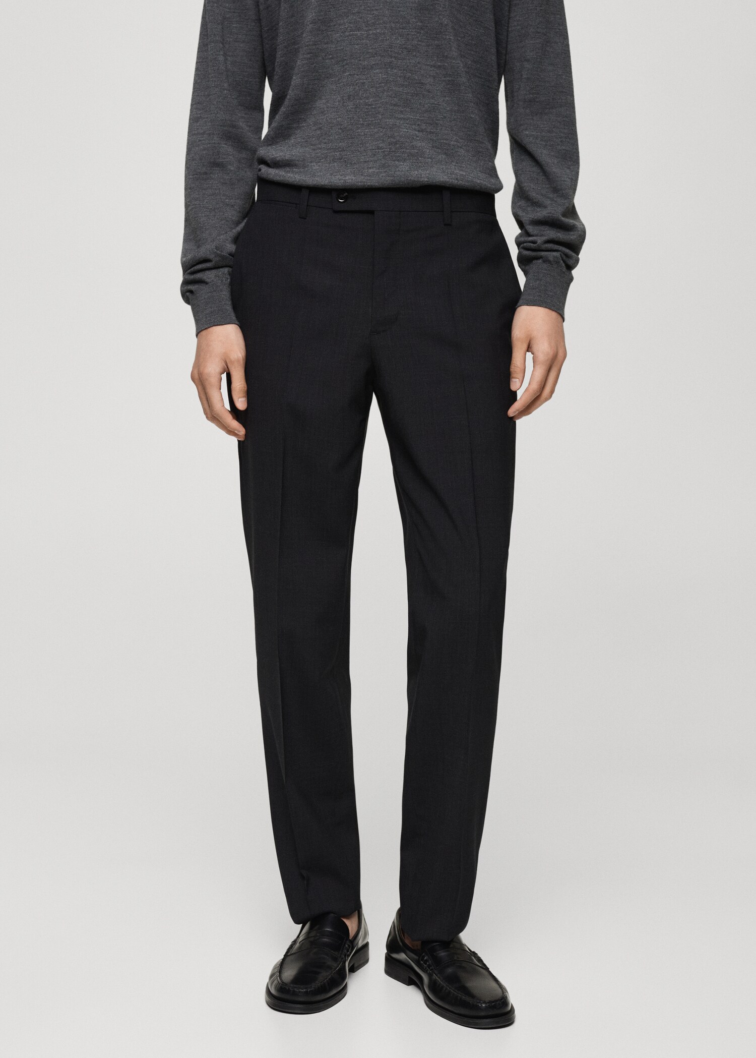 Pantalón traje slim fit 100% lana virgen - Plano medio