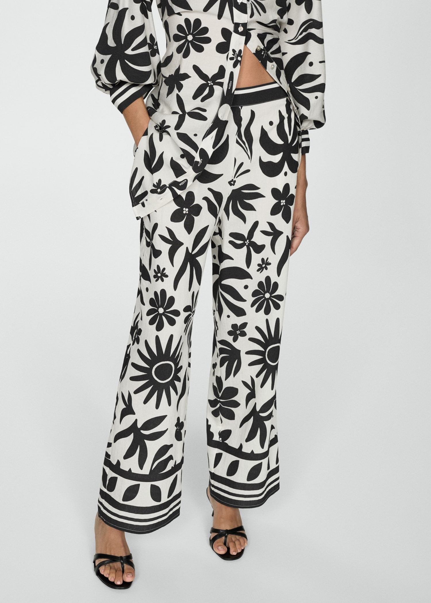 Floral-print wideleg trousers - Medium plane