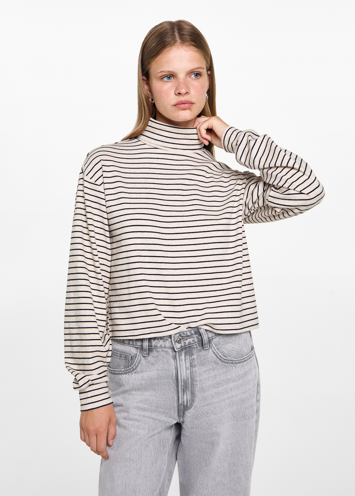 Striped turtleneck T-shirt - Medium plane