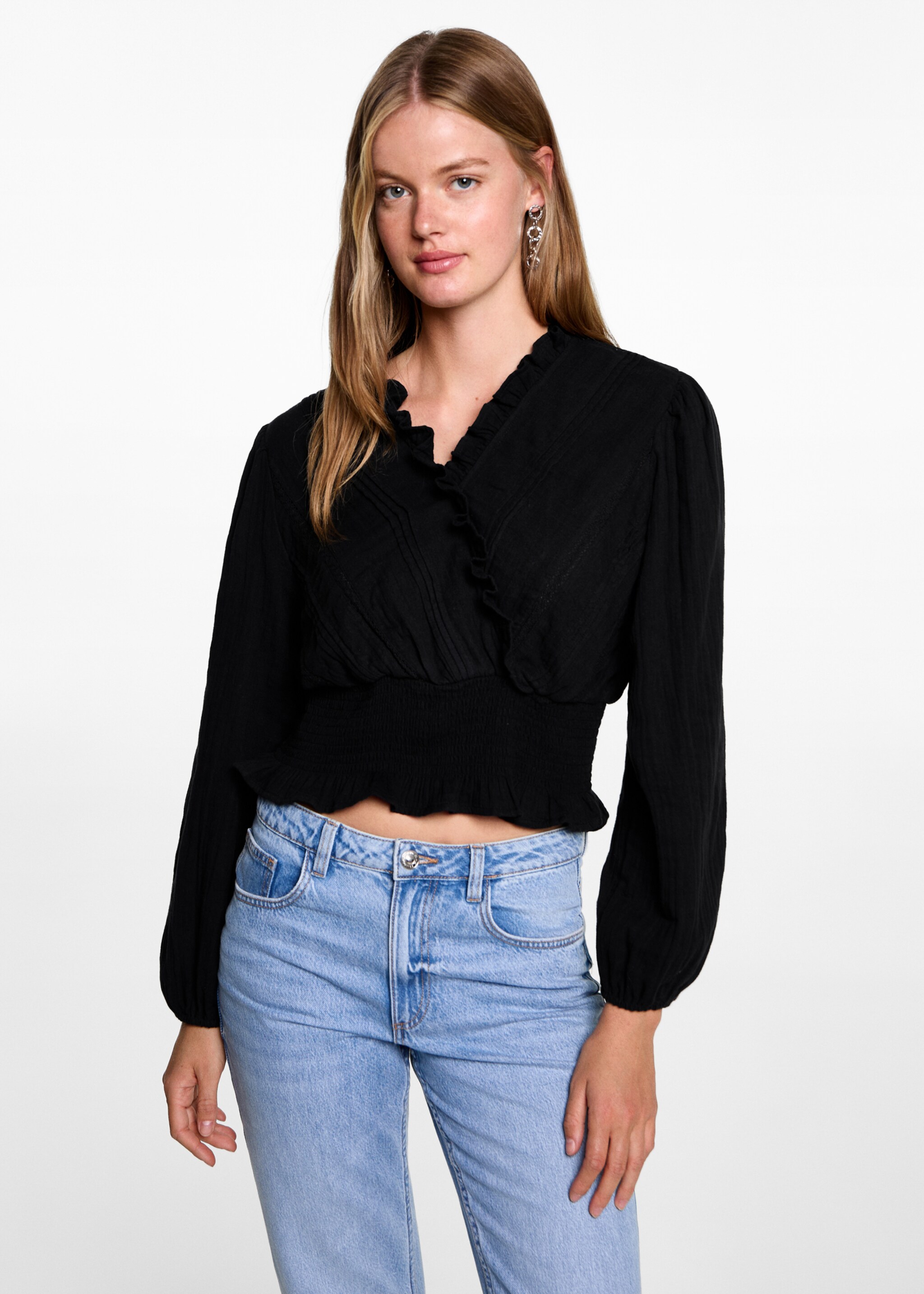 Wrap V-neckline blouse - Medium plane