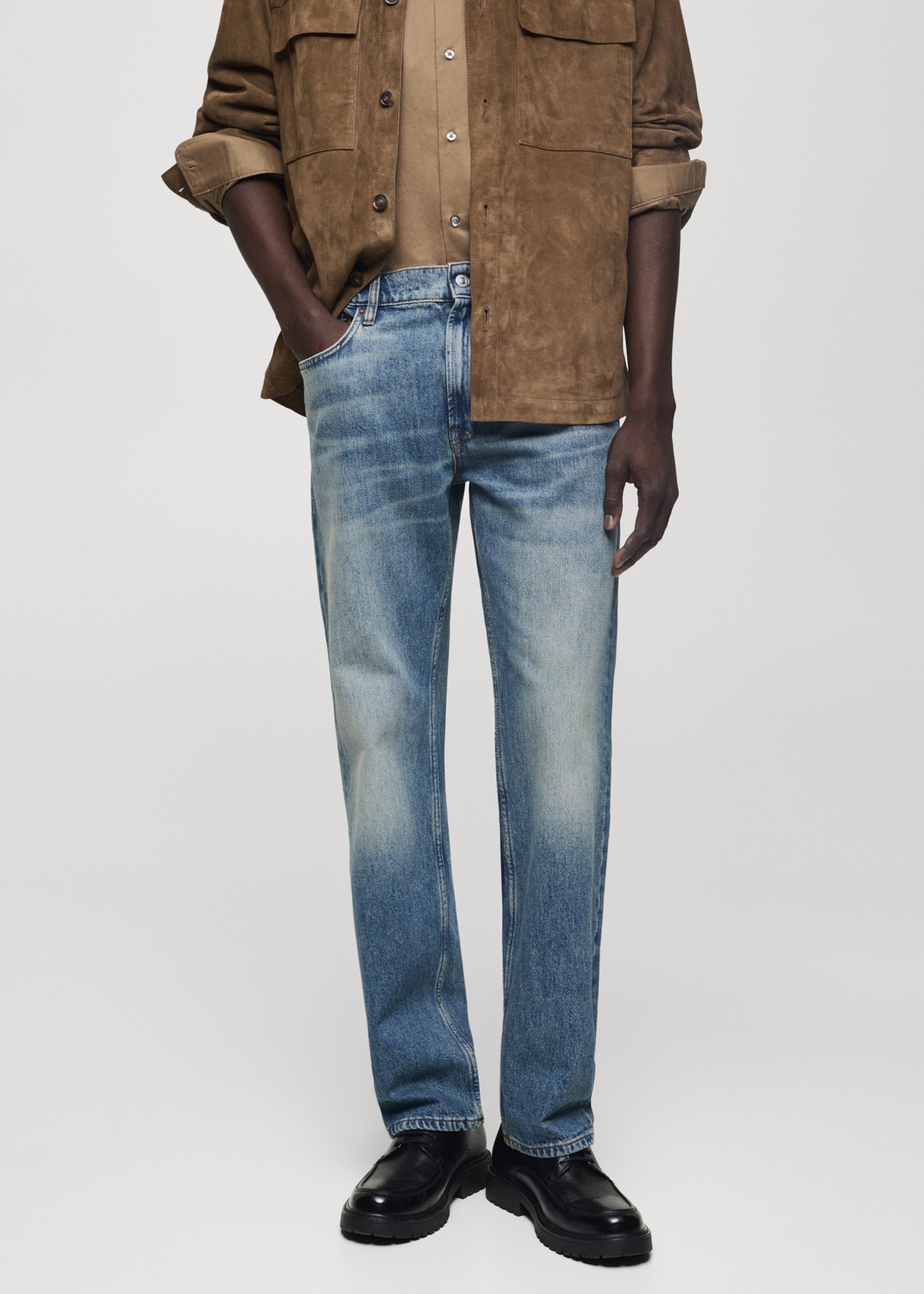 Straight-fit jeans with frayed effect - Medium plane