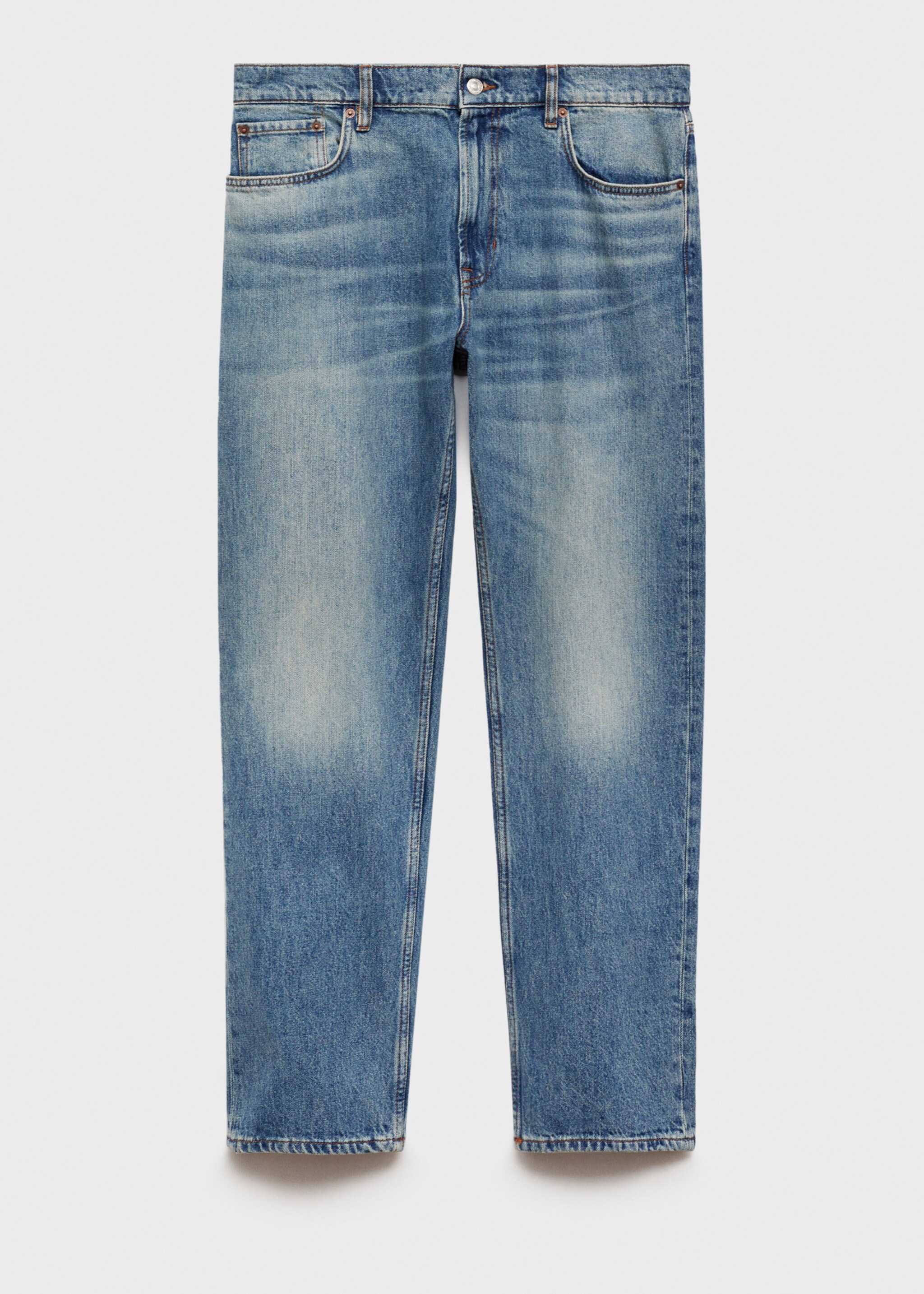 Straight-fit jeans with frayed effect - Article without model