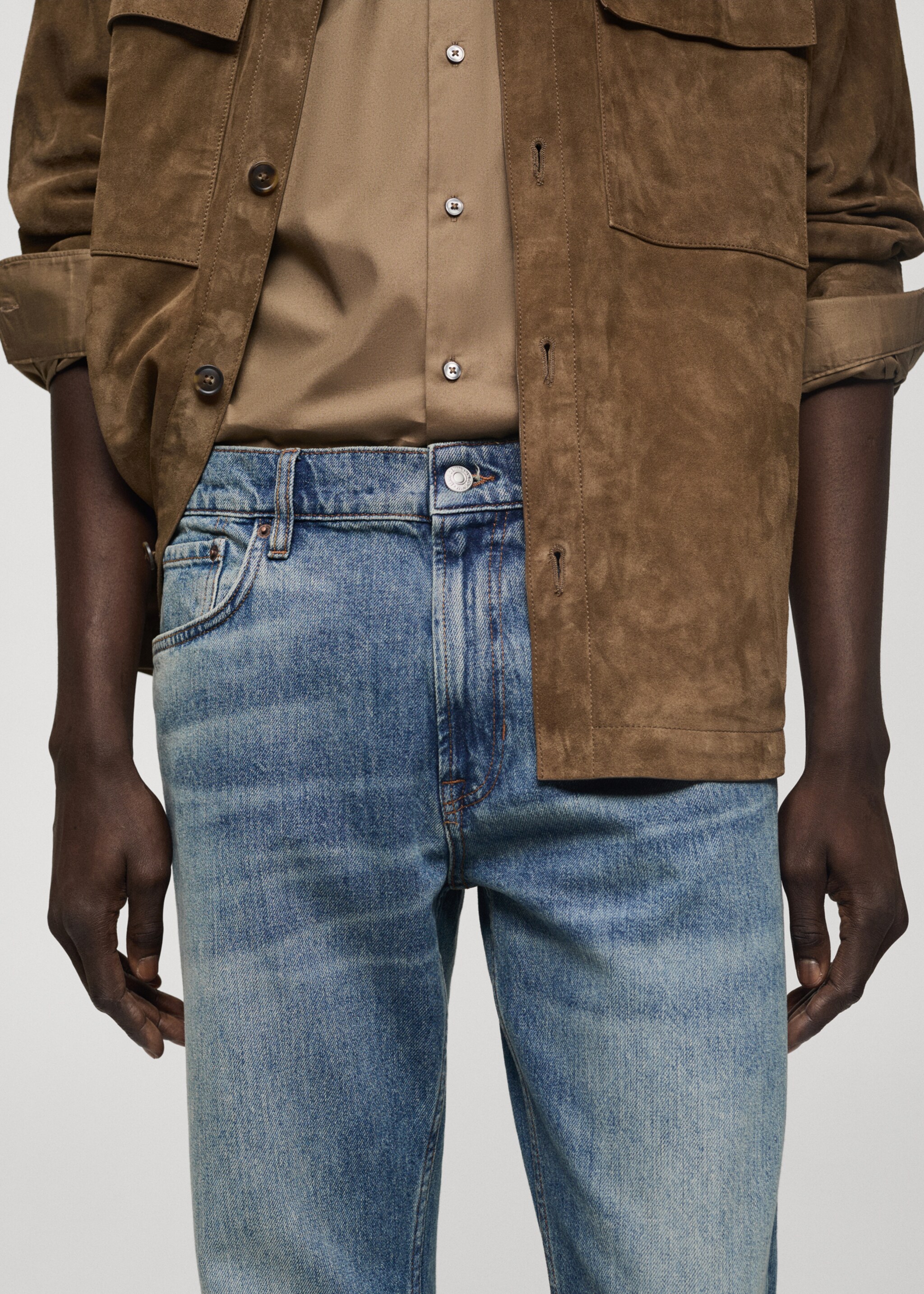 Straight-fit jeans with frayed effect - Details of the article 1