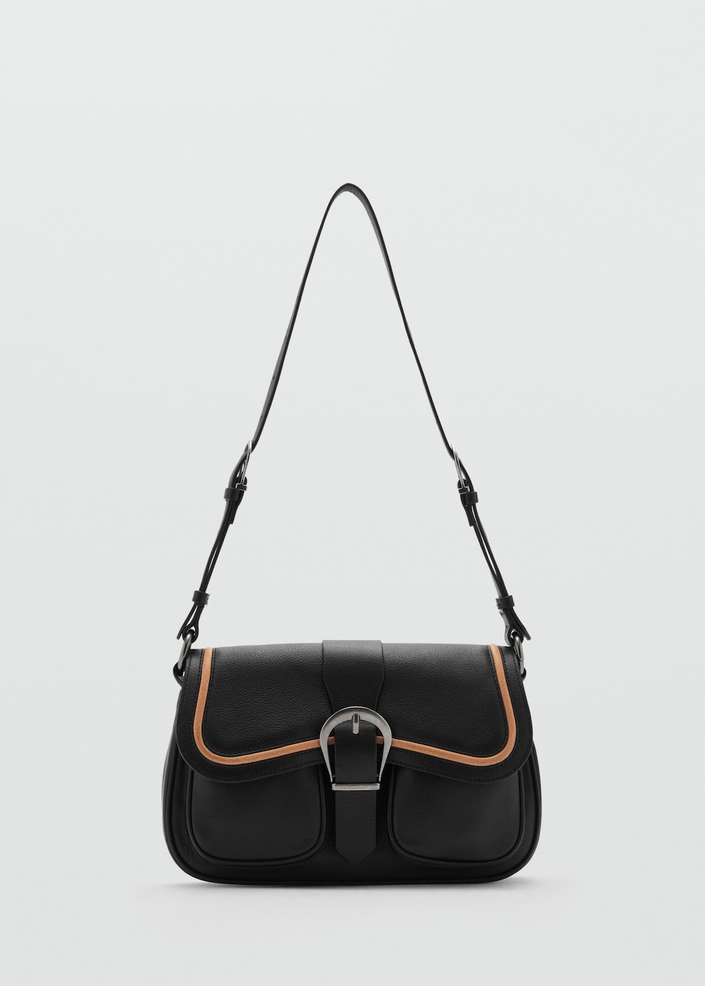 MANGO Buckle leather bag Black One size Woman