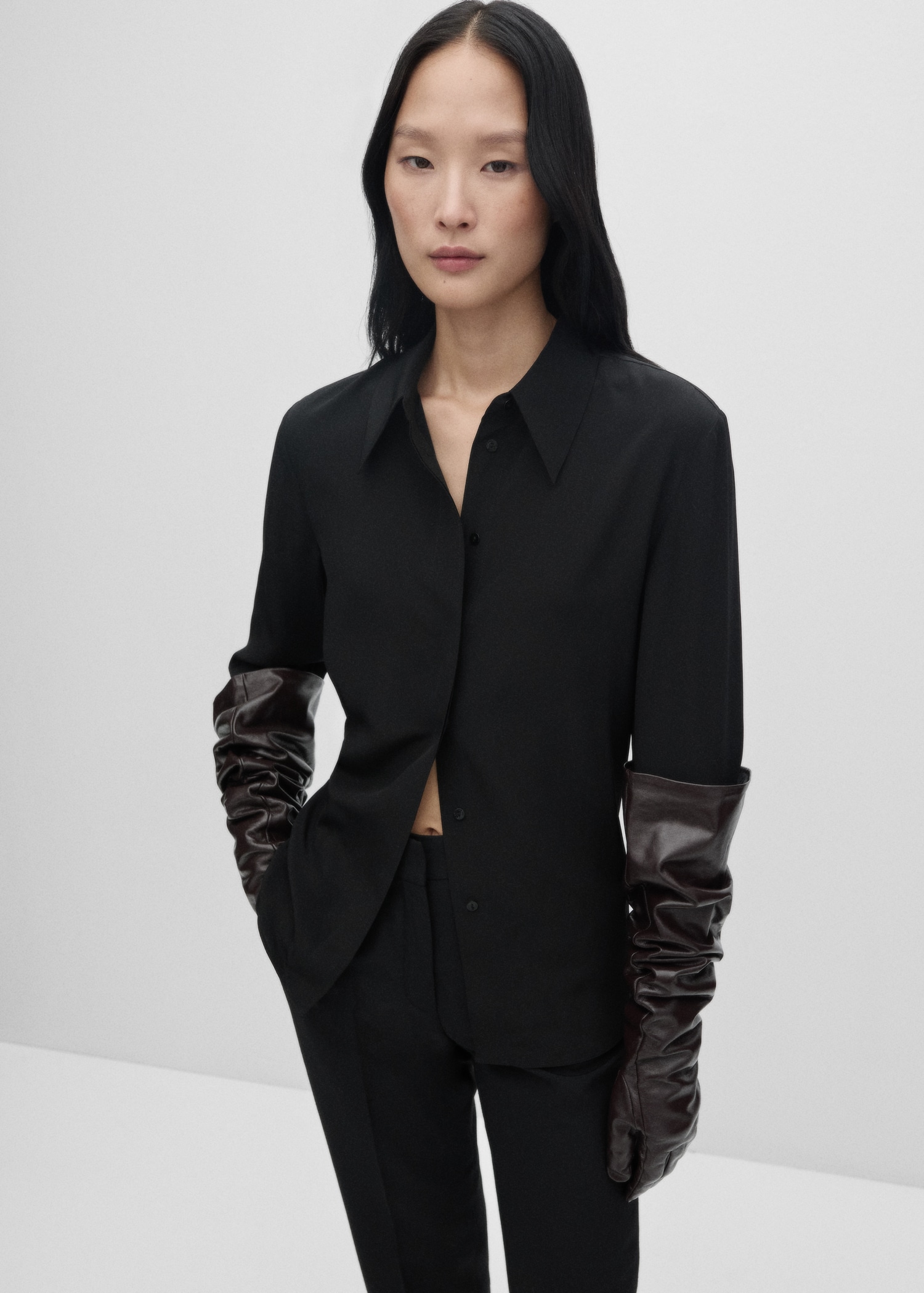 Camisa 100% seda Mujer MANGO Perú - Main Image