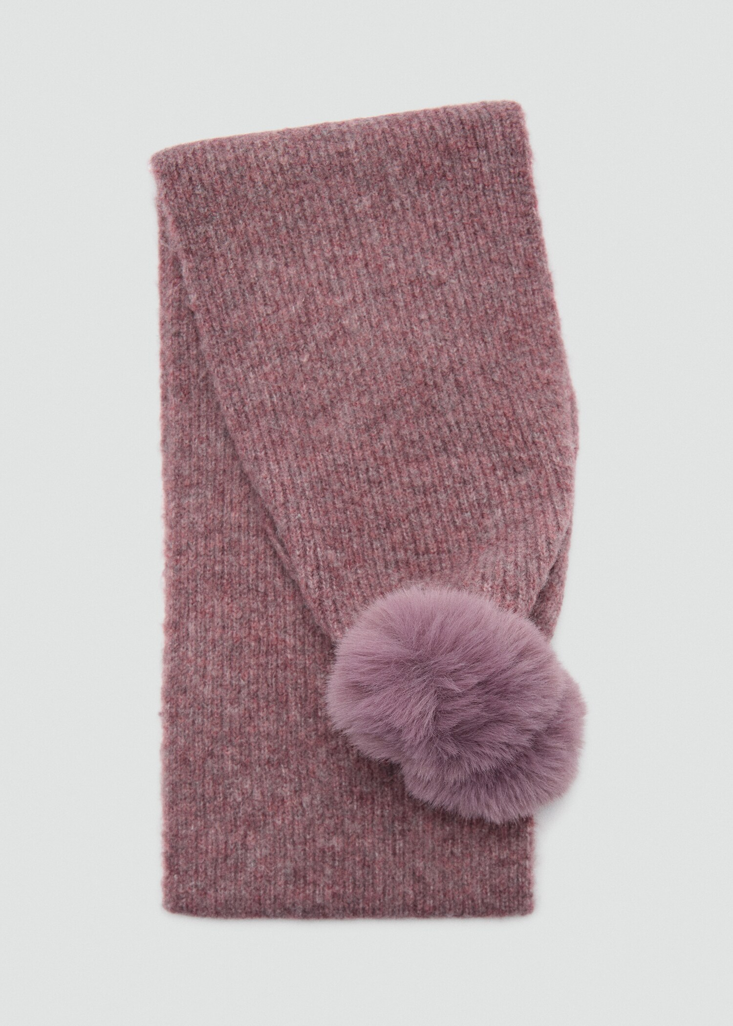 Pompom bicolour knit scarf - Article without model