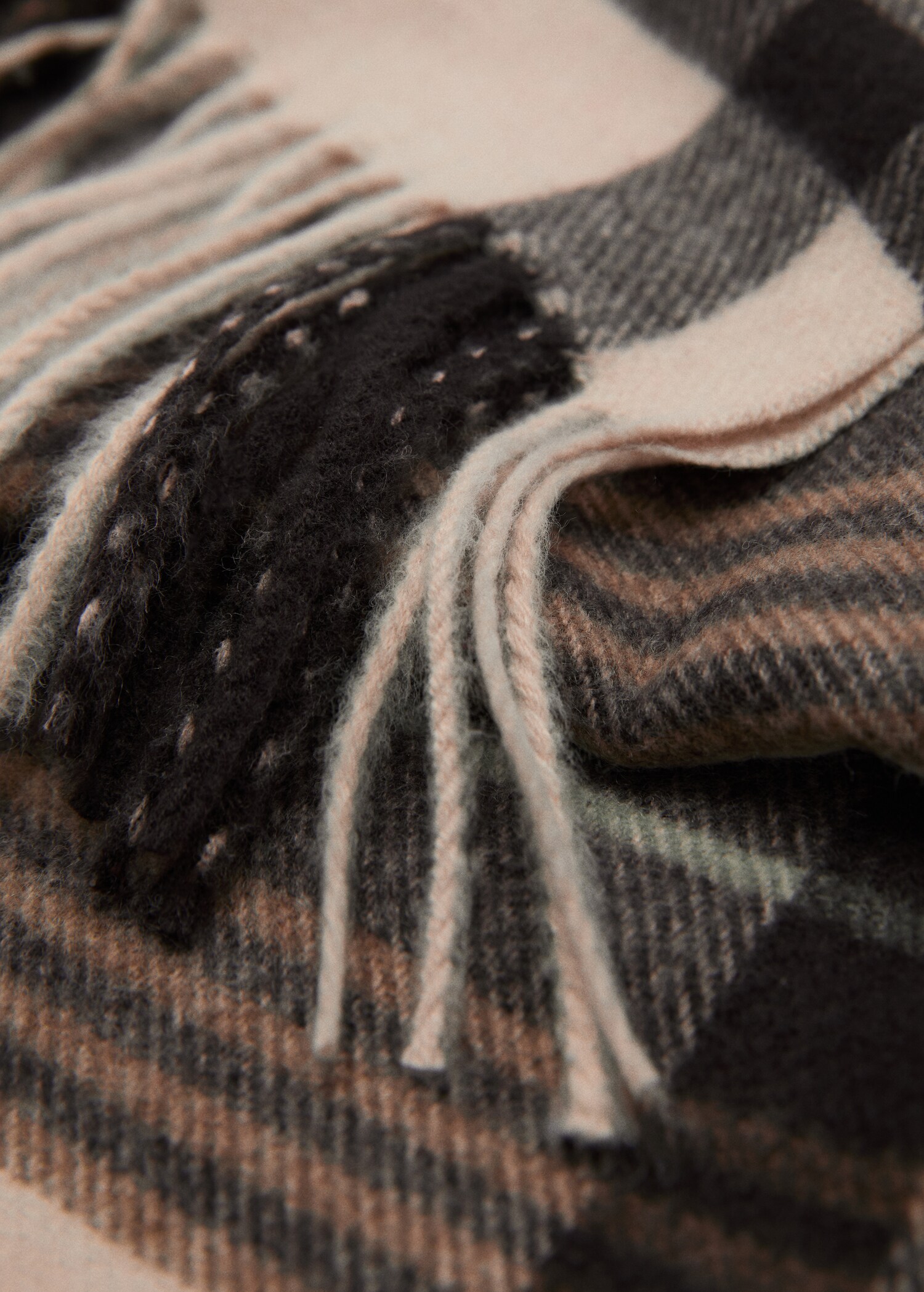 Check fringed scarf - Medium plane