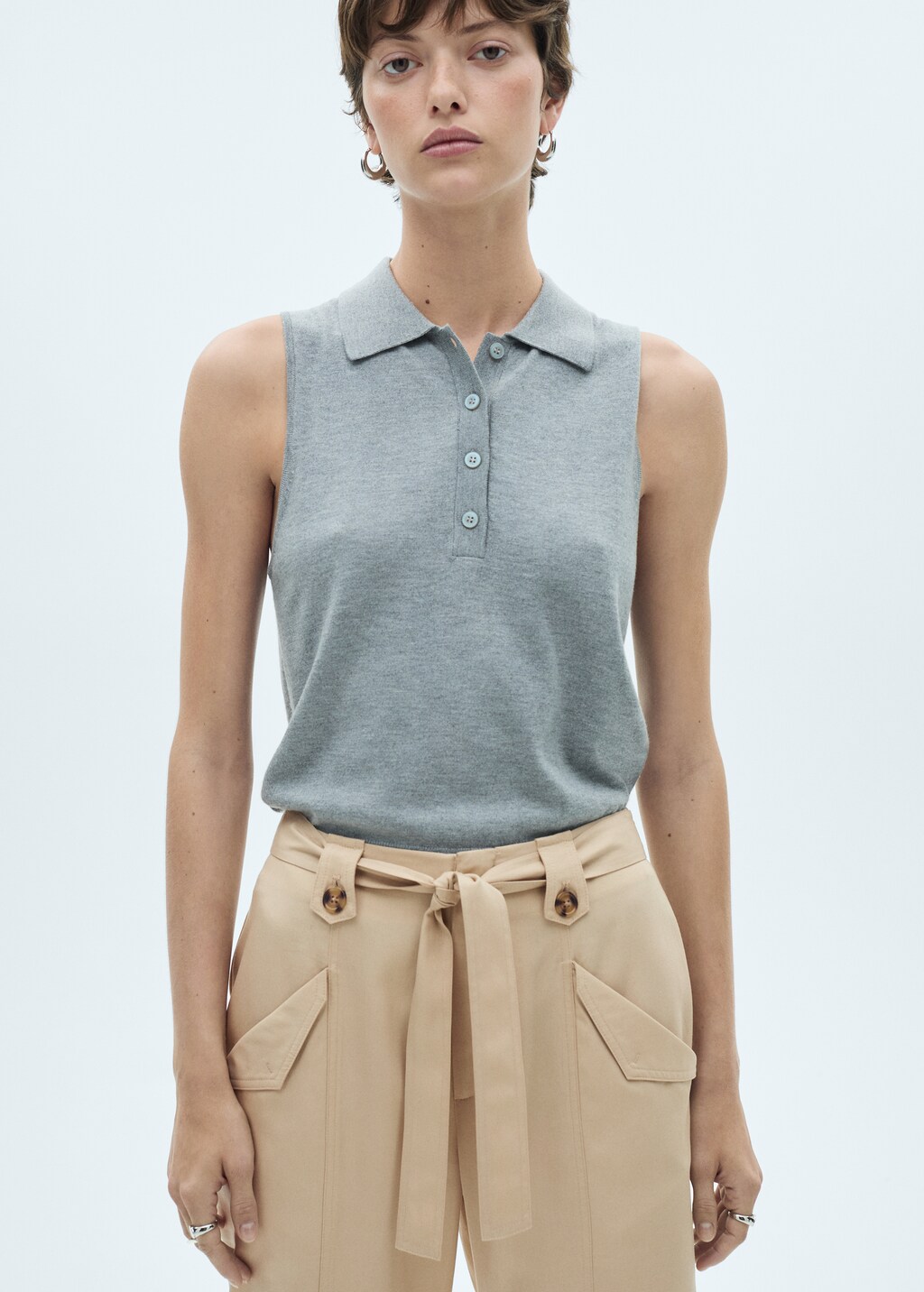 Pants with button loops and bow - Women | MANGO USA