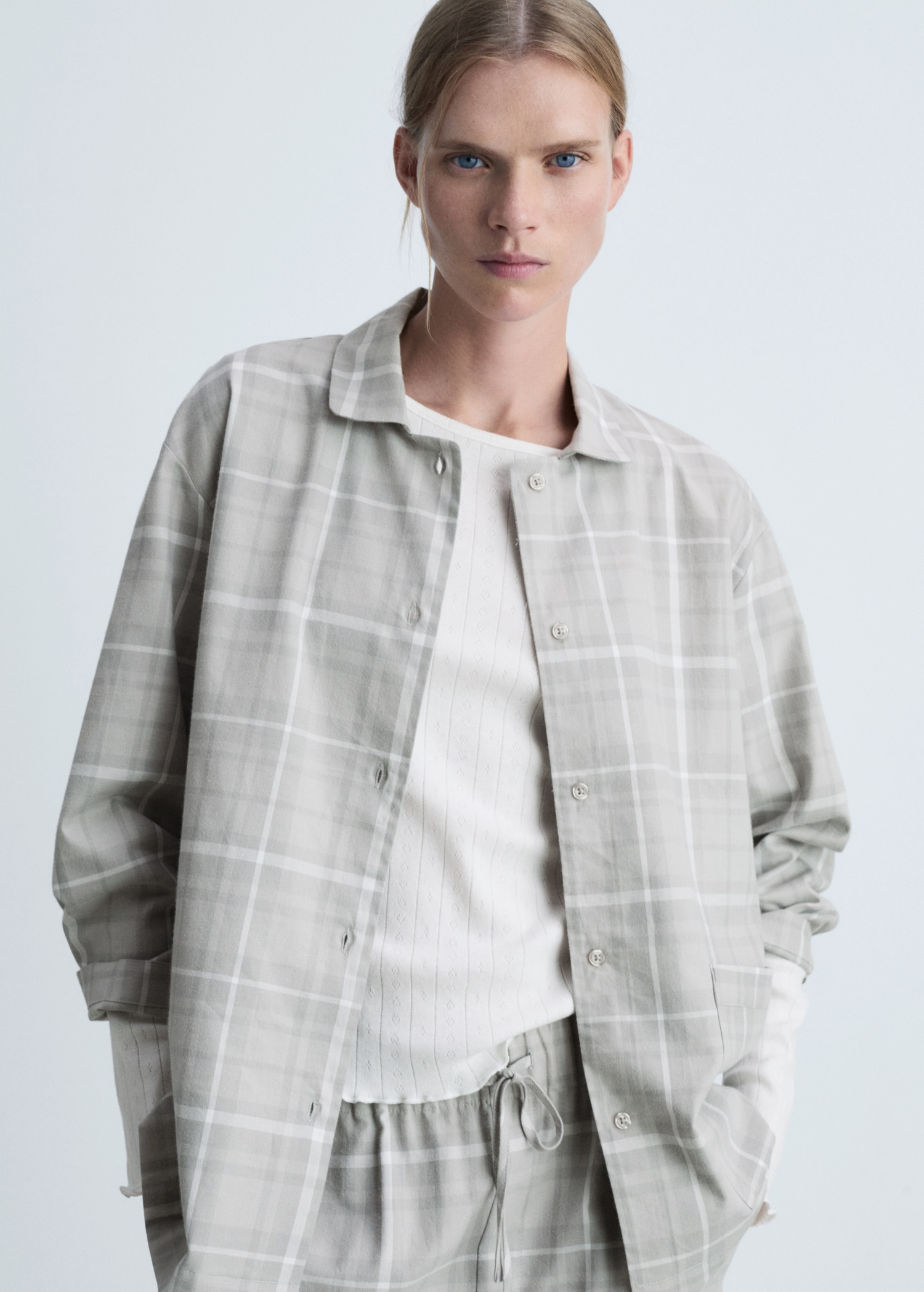 Camisa pijama franela cuadros MANGO Perú