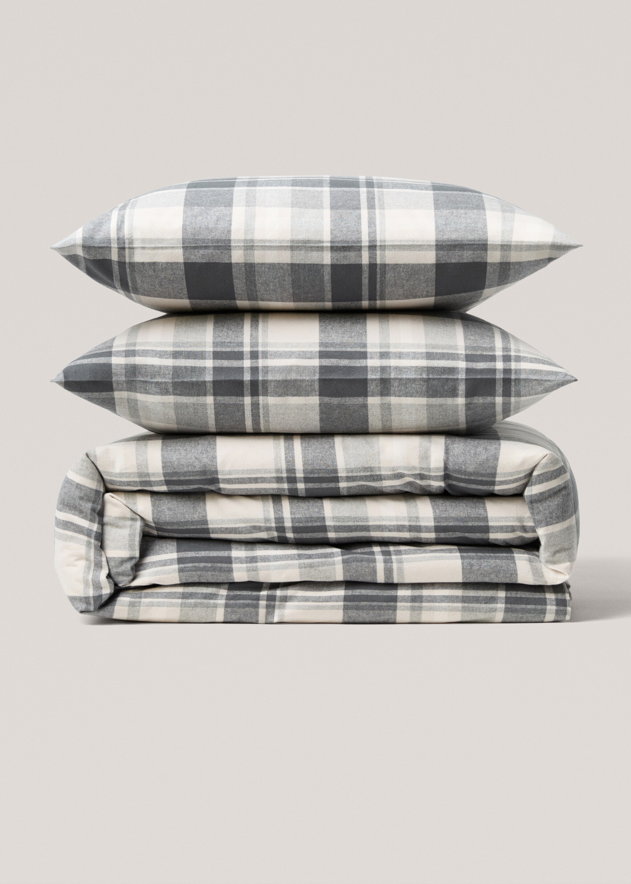 Duvet cover 100% cotton checkered flannel bed 180cm - Article without model