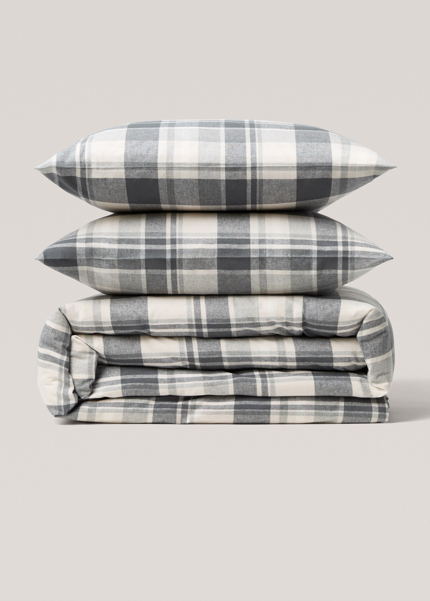 Cotton flannel check duvet cover for 180/200 cm bed - Article without model