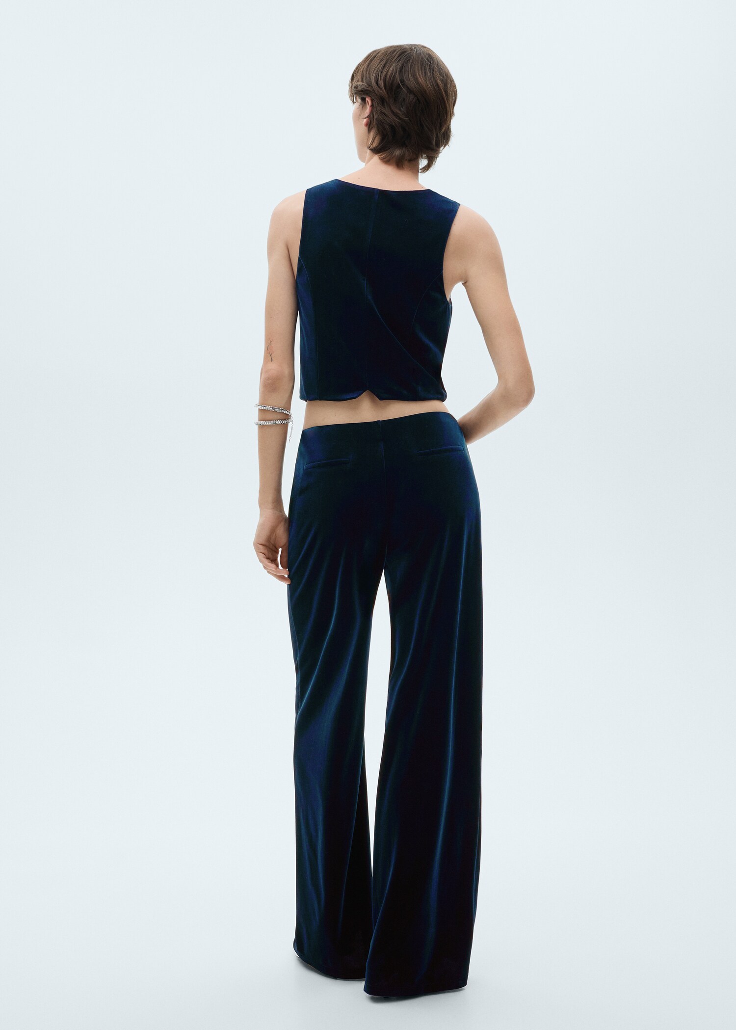 Velvet wide-leg pants - Reverse of the article