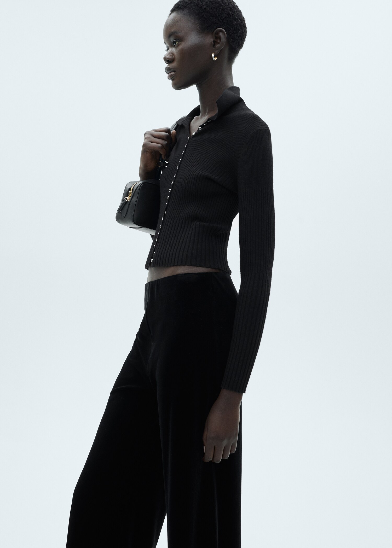 Velvet wide-leg pants - Details of the article 1
