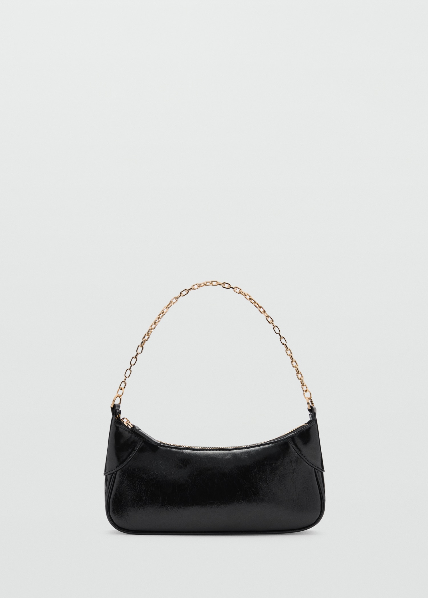 Kleine Handtasche Mit Kettenhenkel Mini-Tasche Aus Schwarzem Satin