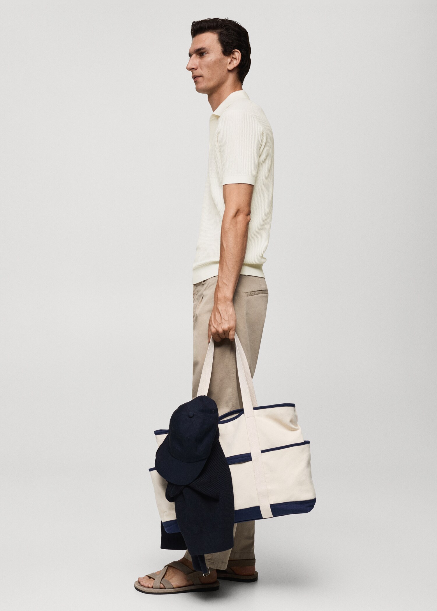 Fine-knit ribbed cotton polo shirt - Details of the article 2