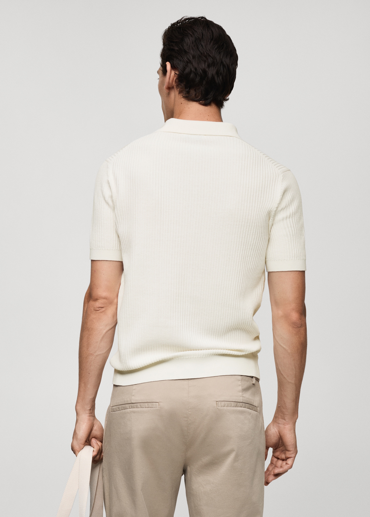 Fine-knit ribbed cotton polo shirt - Reverse of the article