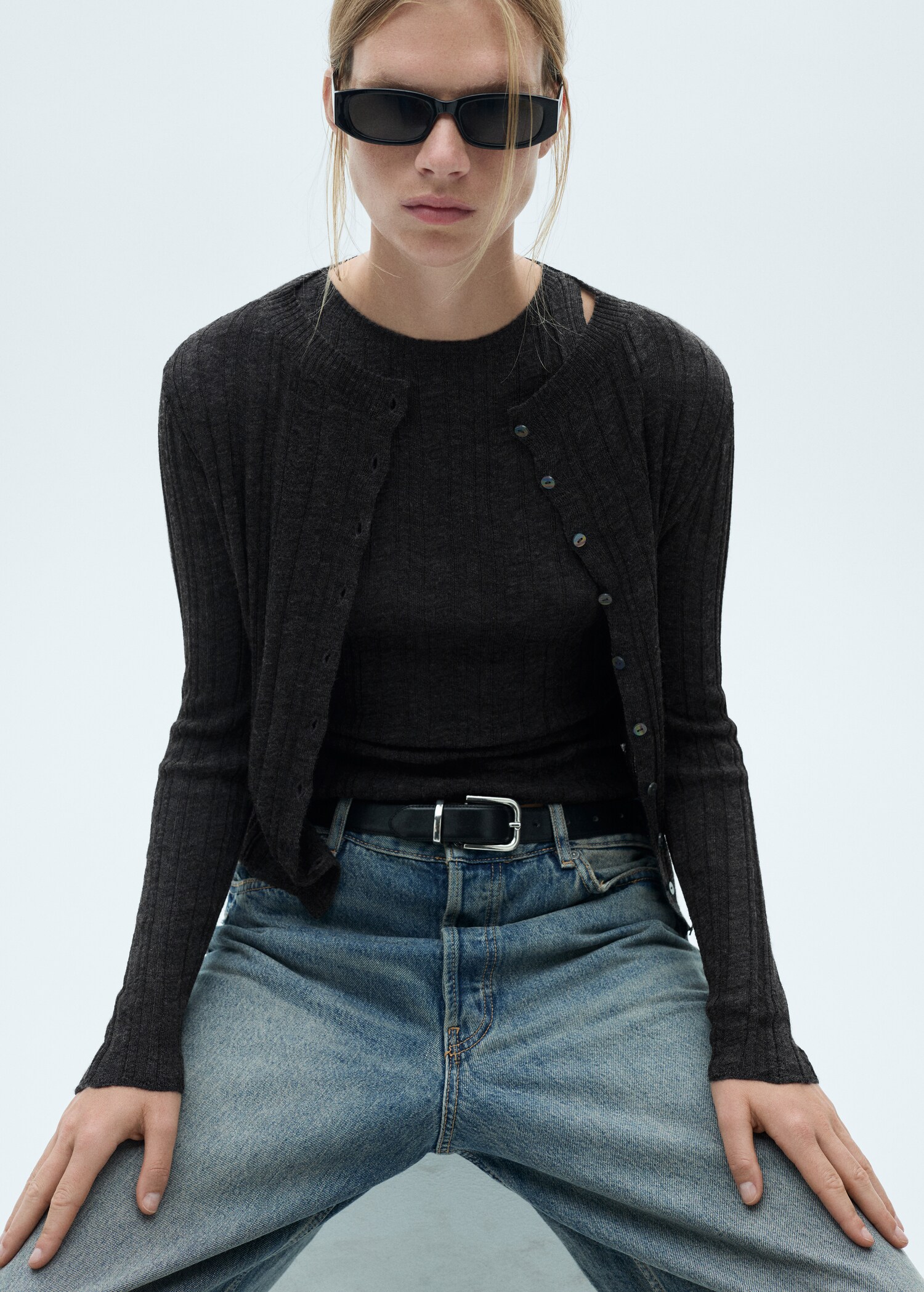 Cardigan maille boutons - Plan moyen