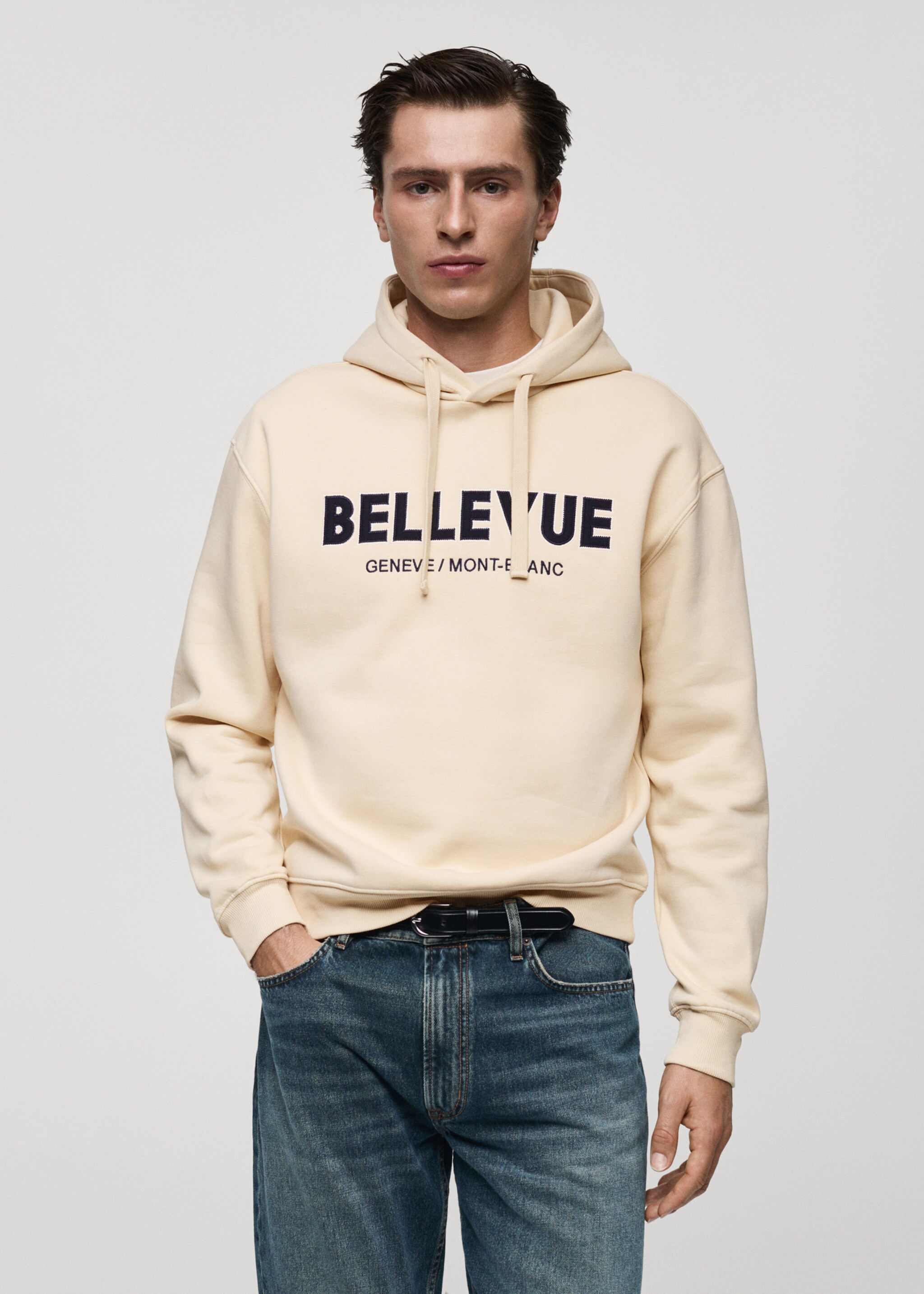 Sudadera algodón estampado texto - Plano medio