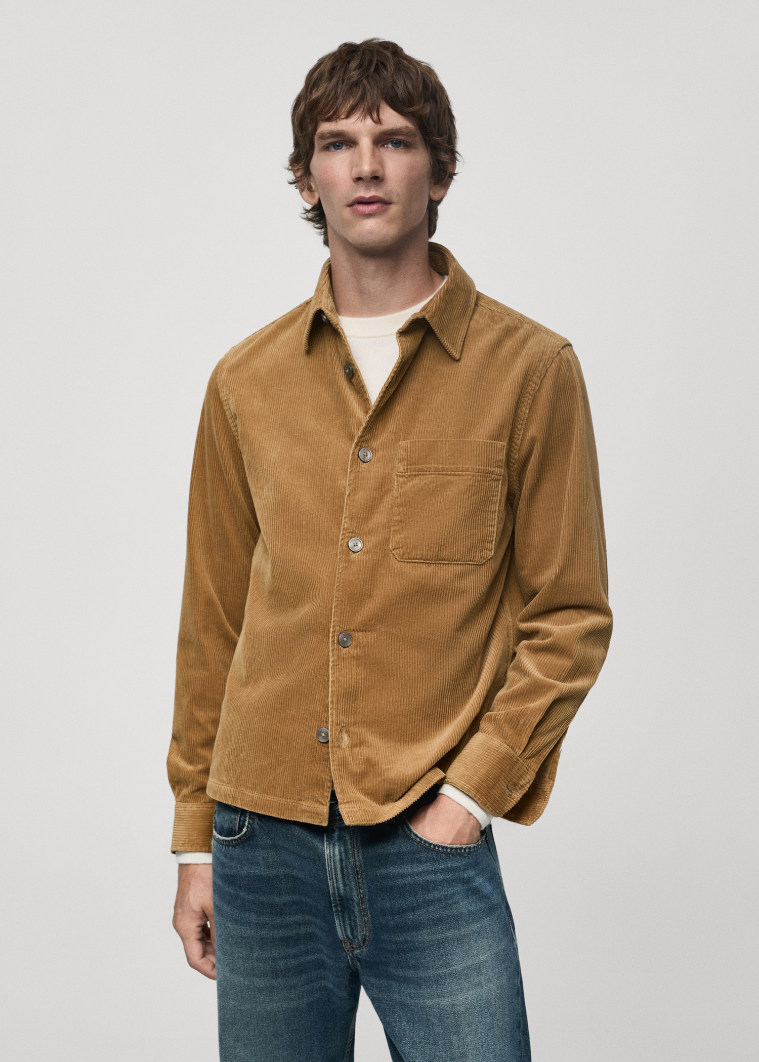 Corduroy overshirt with pockets - Medium plane