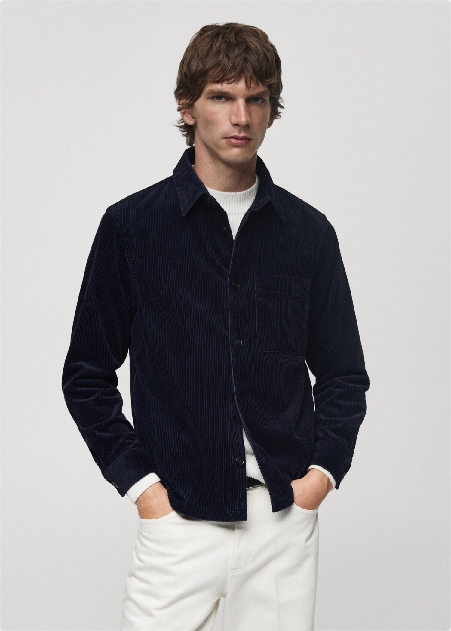 Corduroy overshirt with pockets - Medium plane