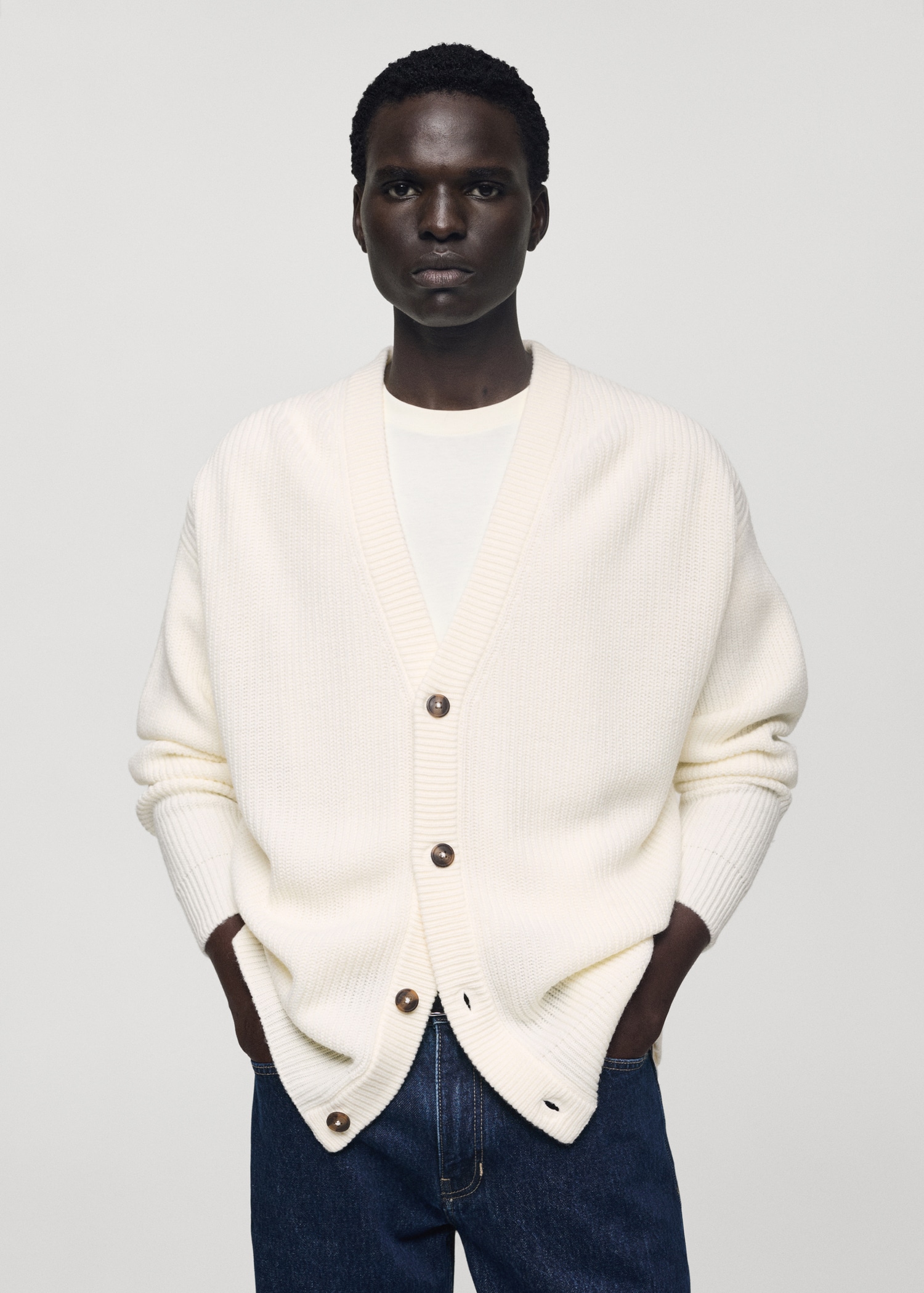 Chunky-knit relaxed-fit cardigan MANGO Niger - Main Image