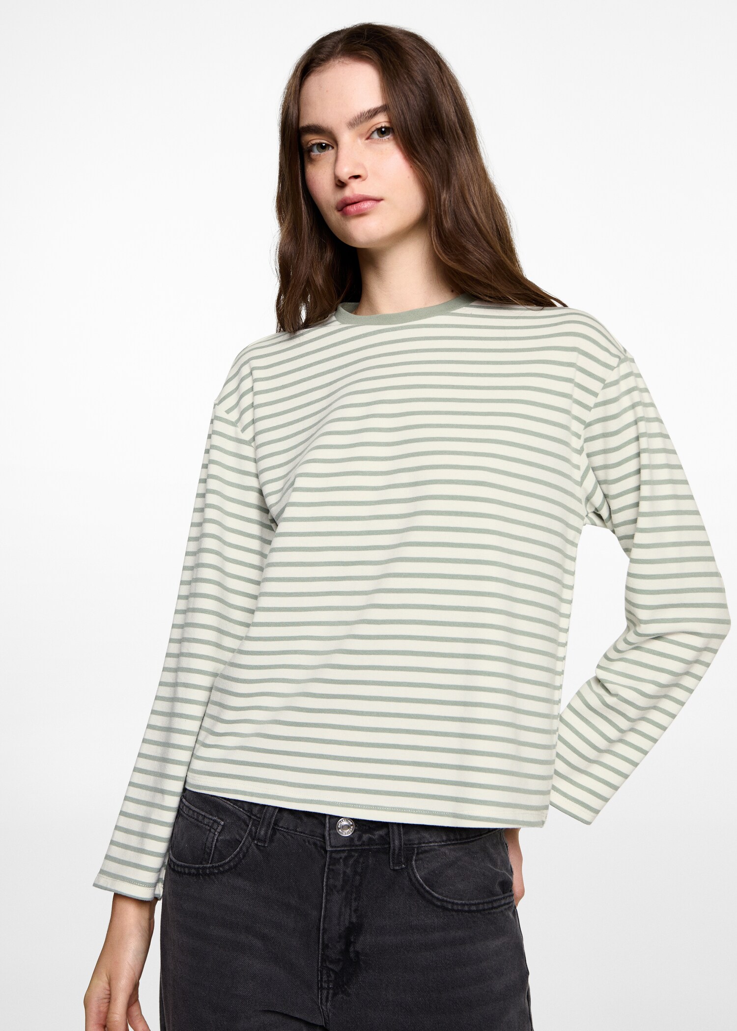 Gestreept T-shirt met lange mouwen - Middenvlak