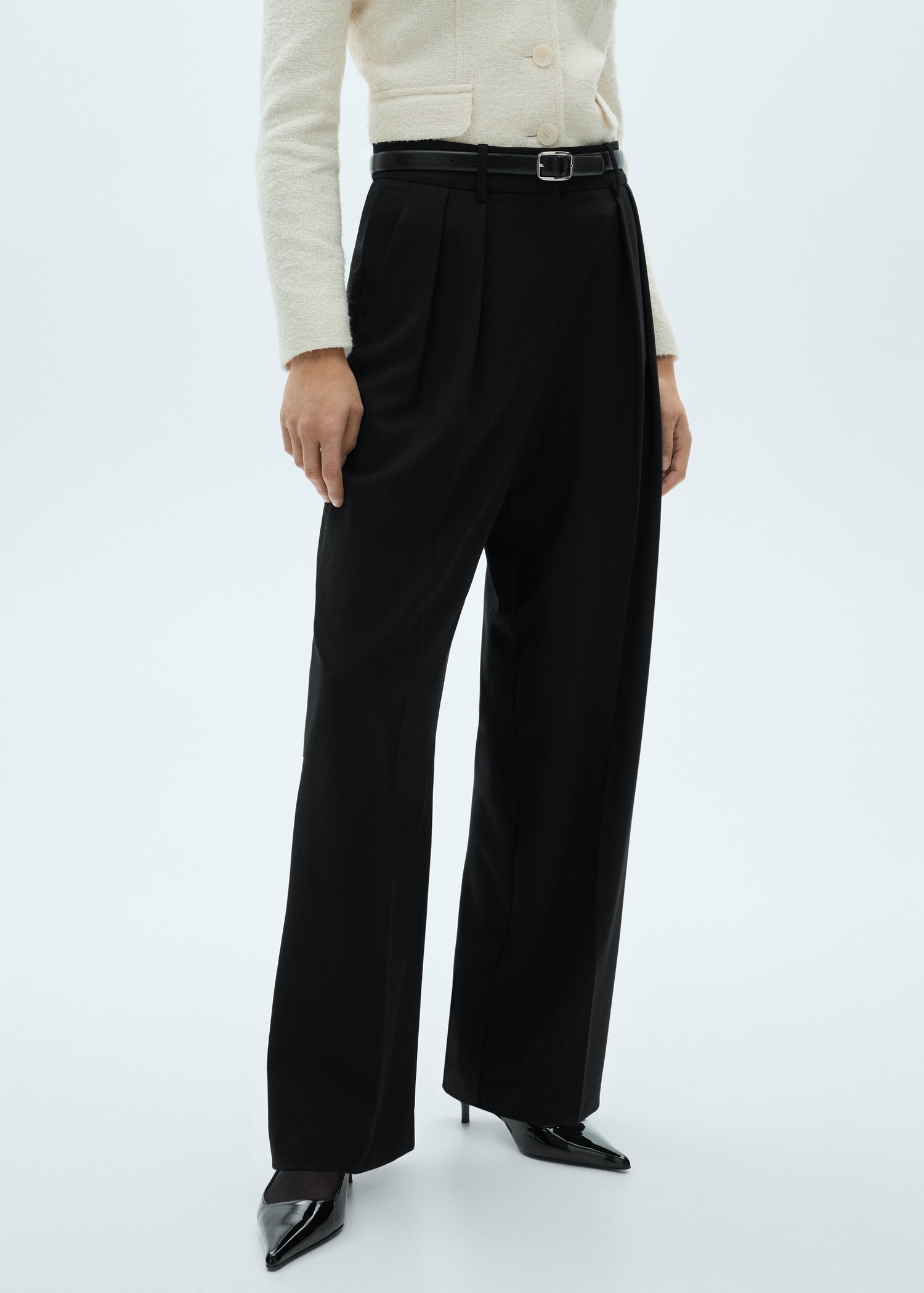 Wideleg pleated trousers - Medium plane