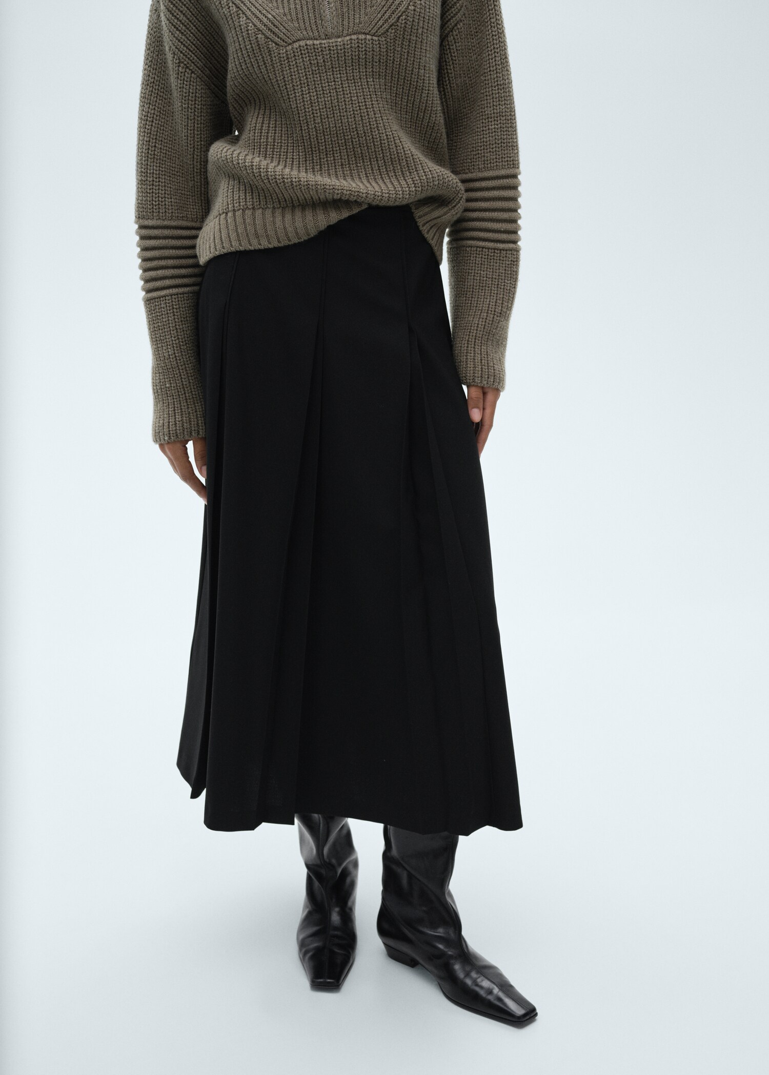 Pleated midi-skirt - Medium plane