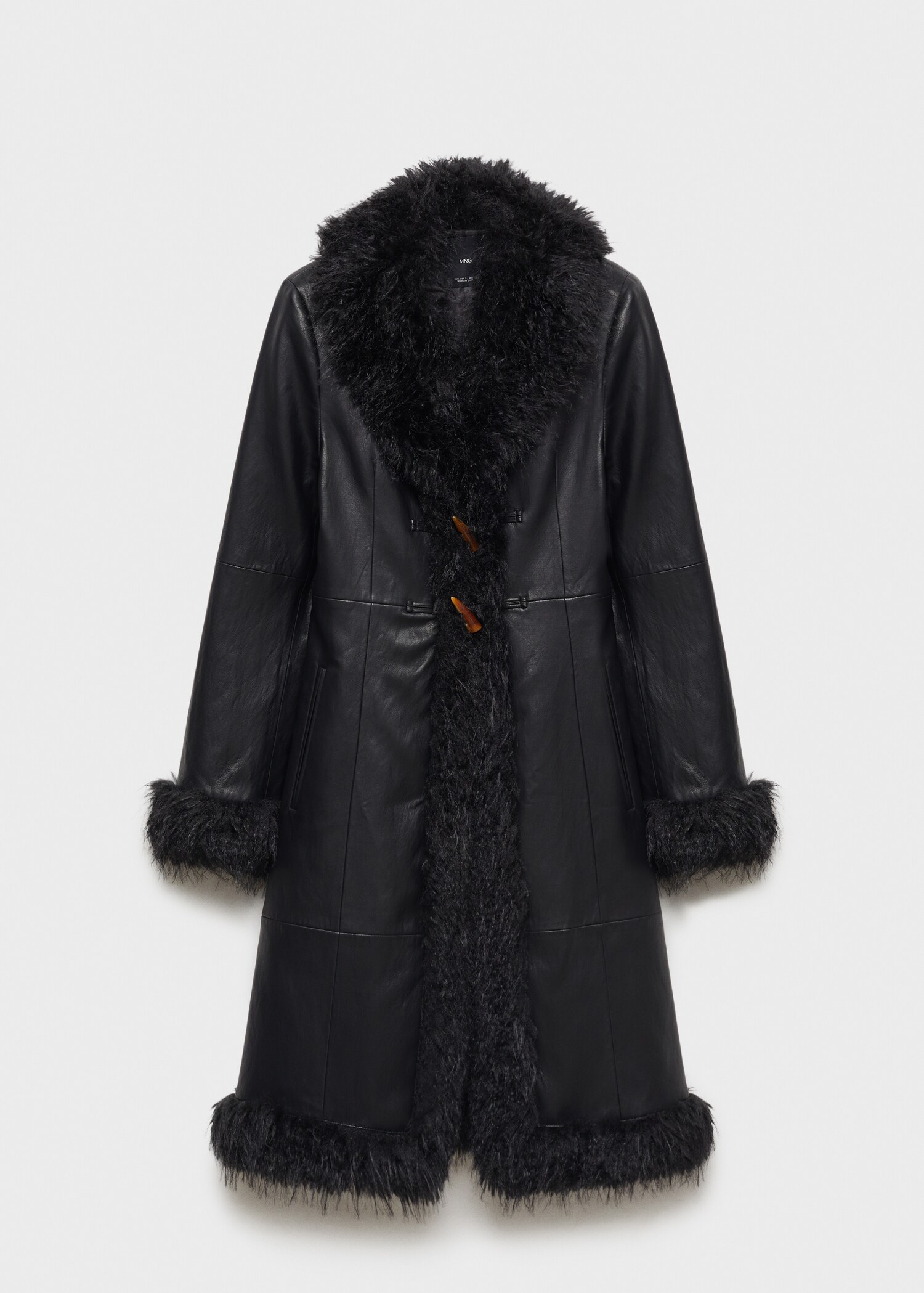Shearling-lined fur-effect coat - Article without model