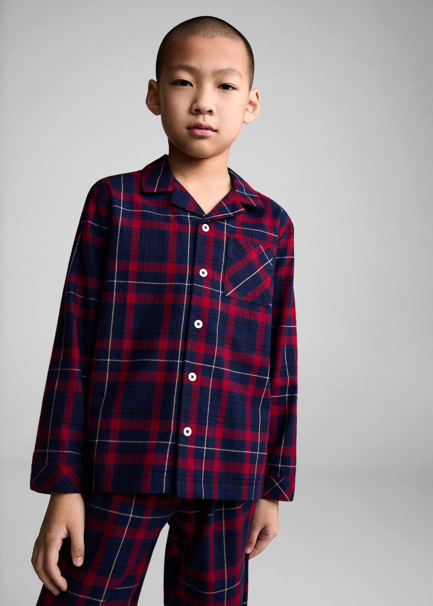 Two-pieces check long pyjamas - Medium plane