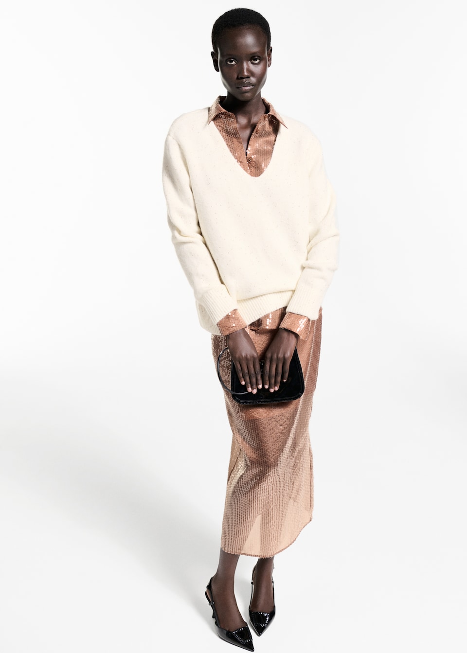 Mango Selection Sequin midi skirt