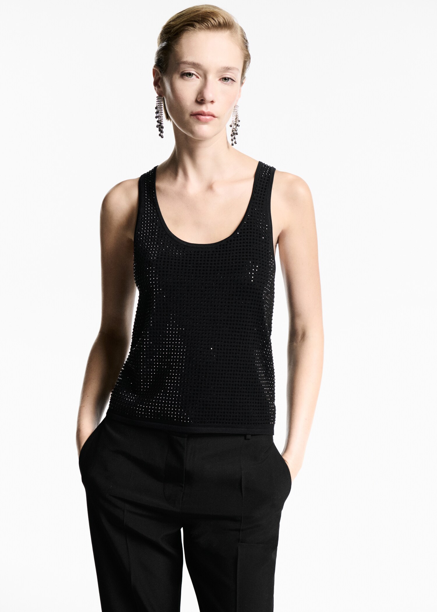 Knitted top with rhinestone detail - Medium plane