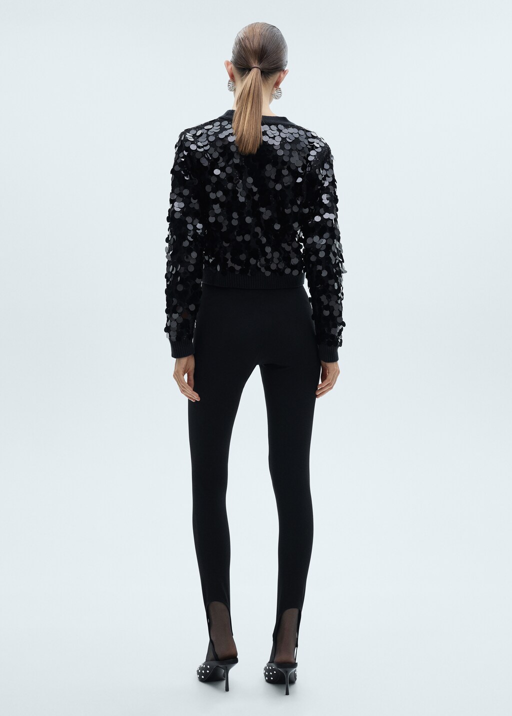 Paillettes knit cardigan