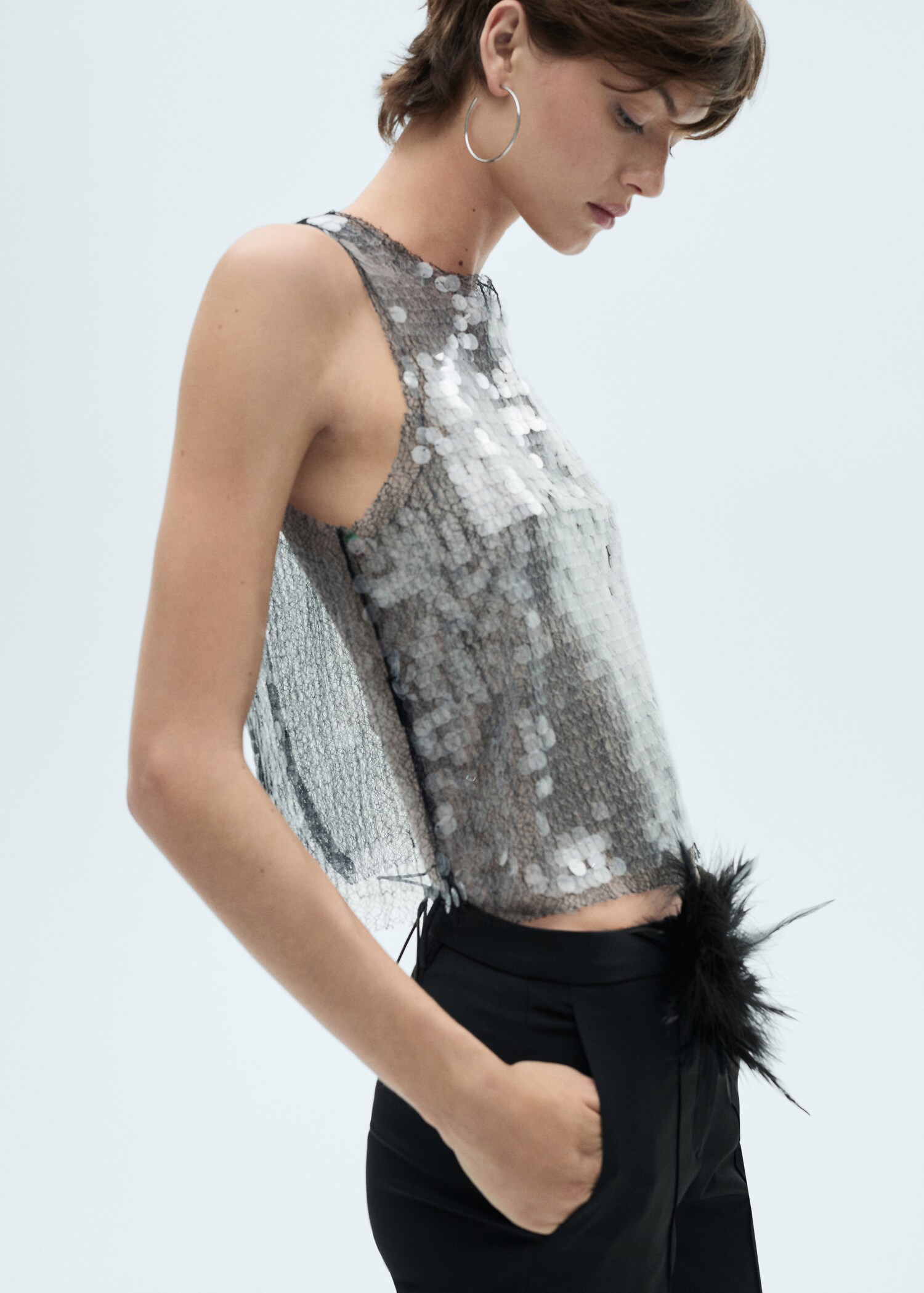 Semi-transparent sequined top - Medium plane