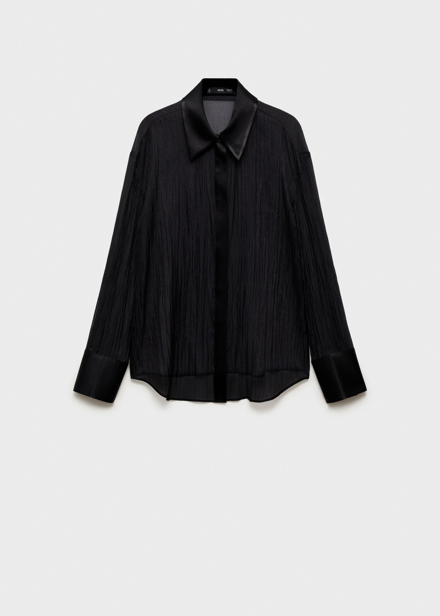 Semi-transparent shirt with satin details - Article without model