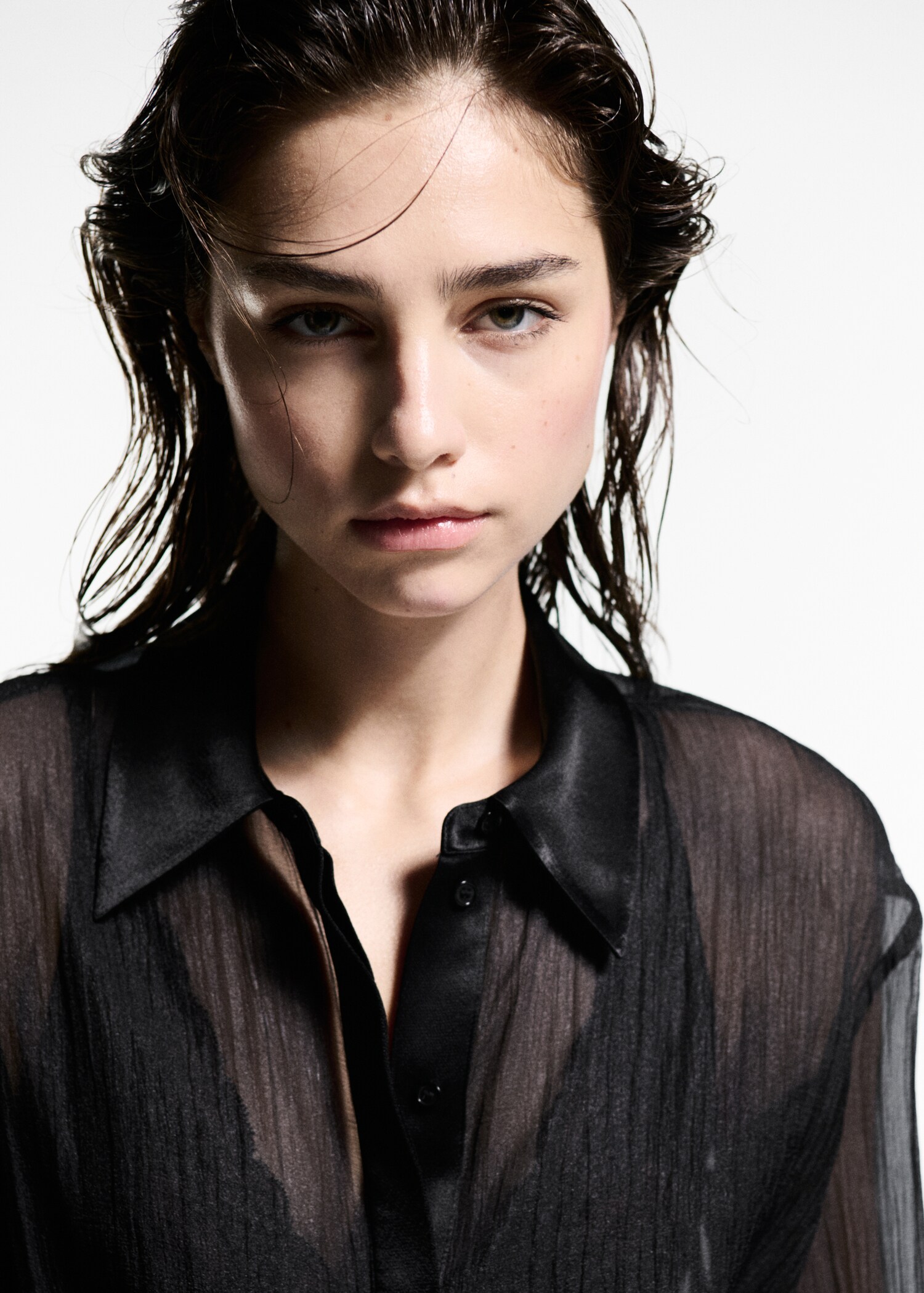 Semi transparent Shirt With Satin Details Women MANGO United Kingdom semi-transparent-shirt-with-satin-details-women-mango-united-kingdom