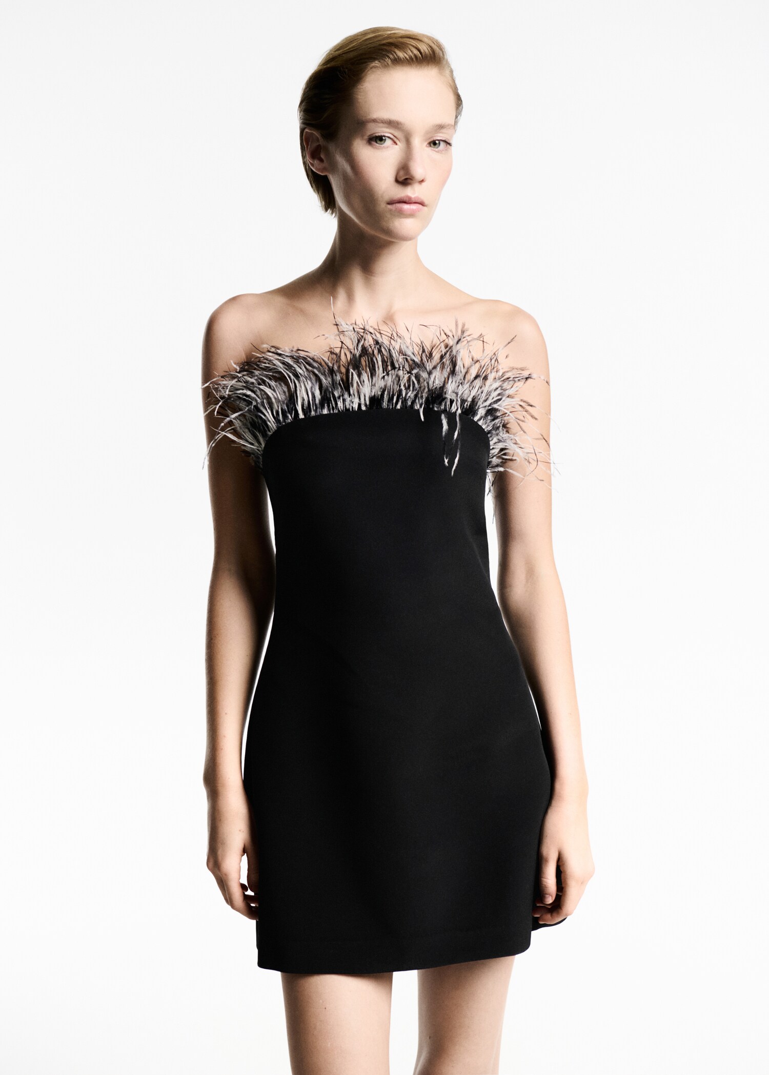 Strapless dress with feather detail - Medium plane